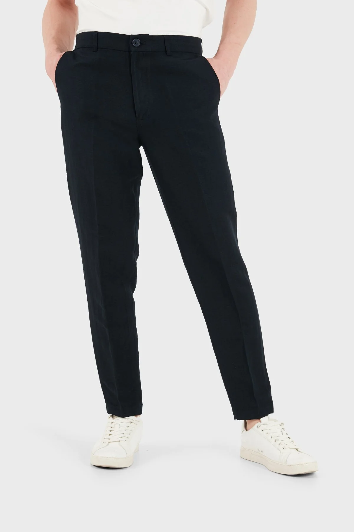 Armani Exchange Keten Karışımlı Yüksek Bel Regular Fit Erkek Pantolon 8NZP15 ZNFNZ 1583 LACİVERT - 5