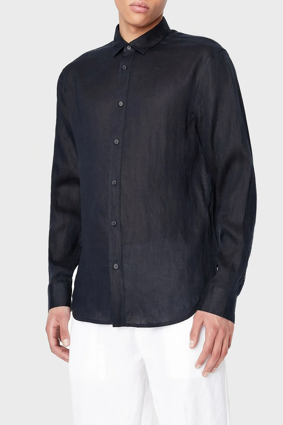 Armani Exchange Keten Regular Fit Erkek Gömlek 8NZC50 ZNCFZ 1510 LACİVERT - 1