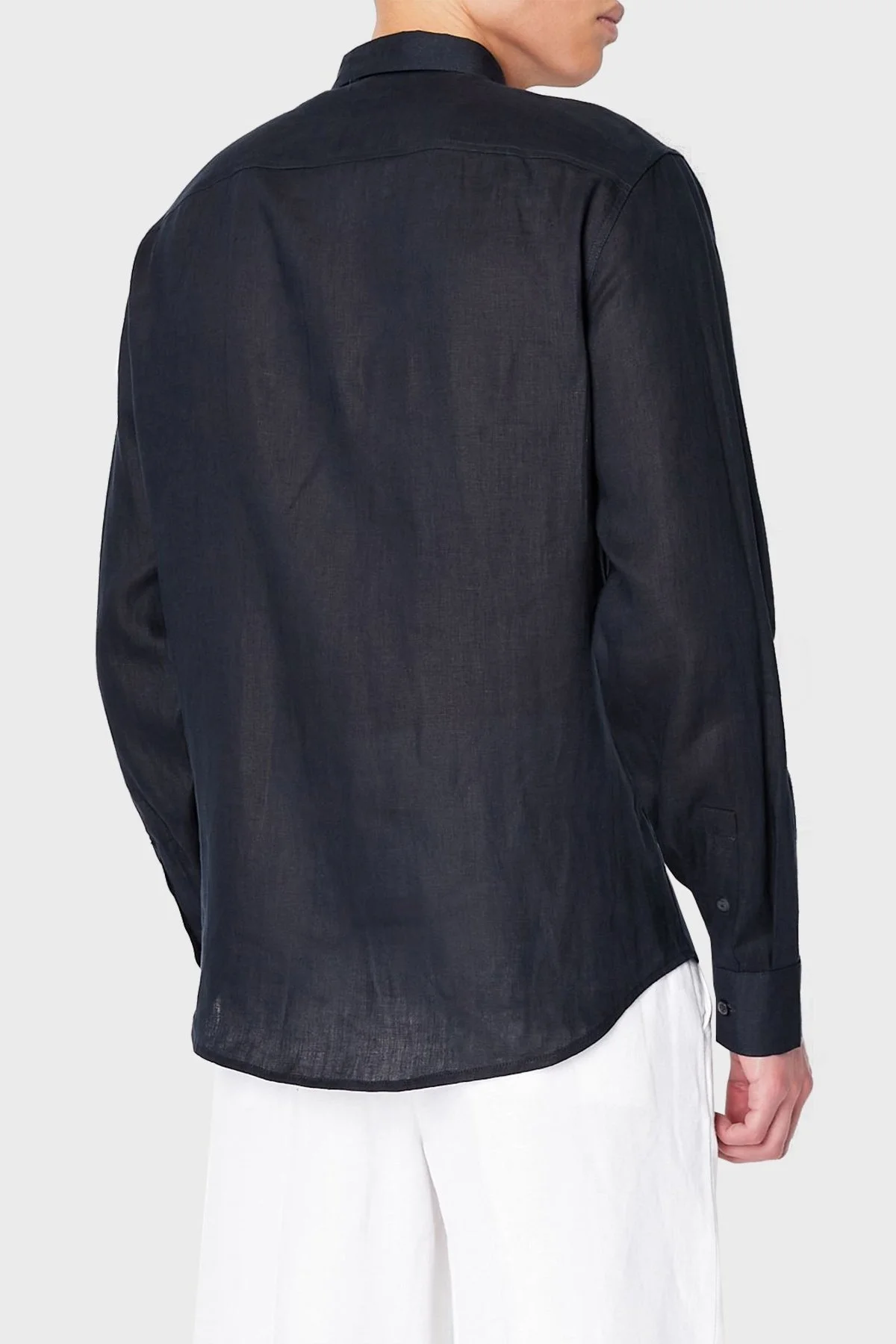 Armani Exchange Keten Regular Fit Erkek Gömlek 8NZC50 ZNCFZ 1510 LACİVERT - 4