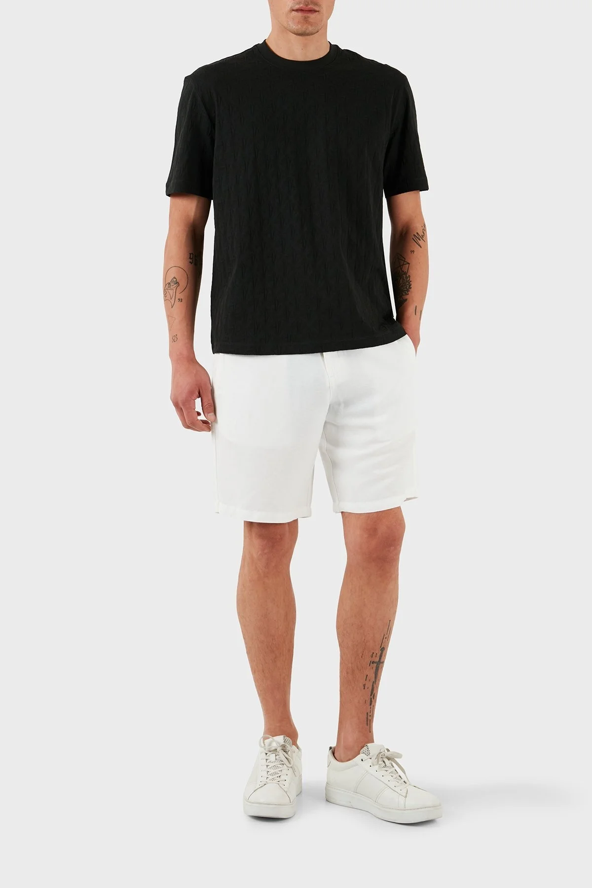 Armani Exchange Keten Regular Fit Normal Bel İpek Twill Erkek Short 8NZS67 ZNFNZ 1100 BEYAZ - 7