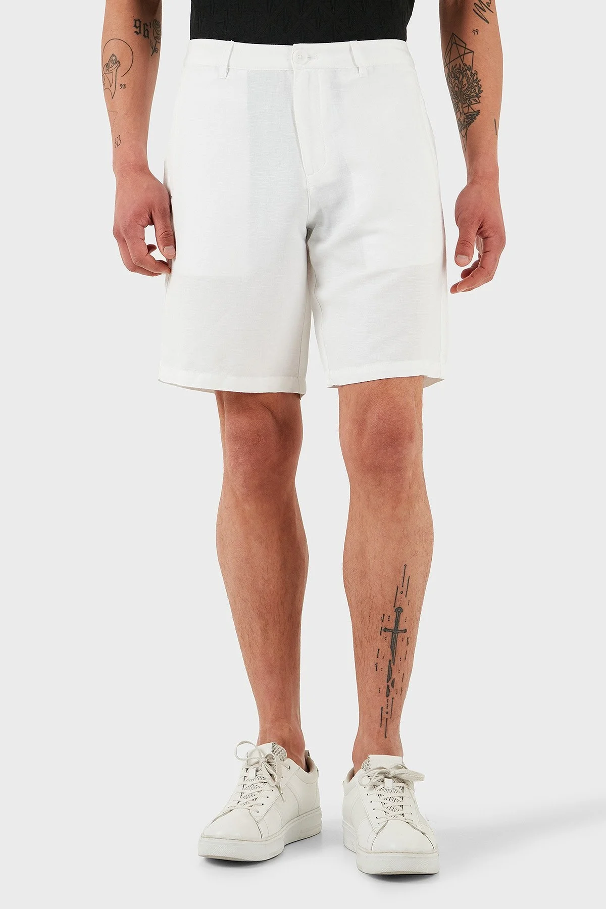 Armani Exchange Keten Regular Fit Normal Bel İpek Twill Erkek Short 8NZS67 ZNFNZ 1100 BEYAZ - 9