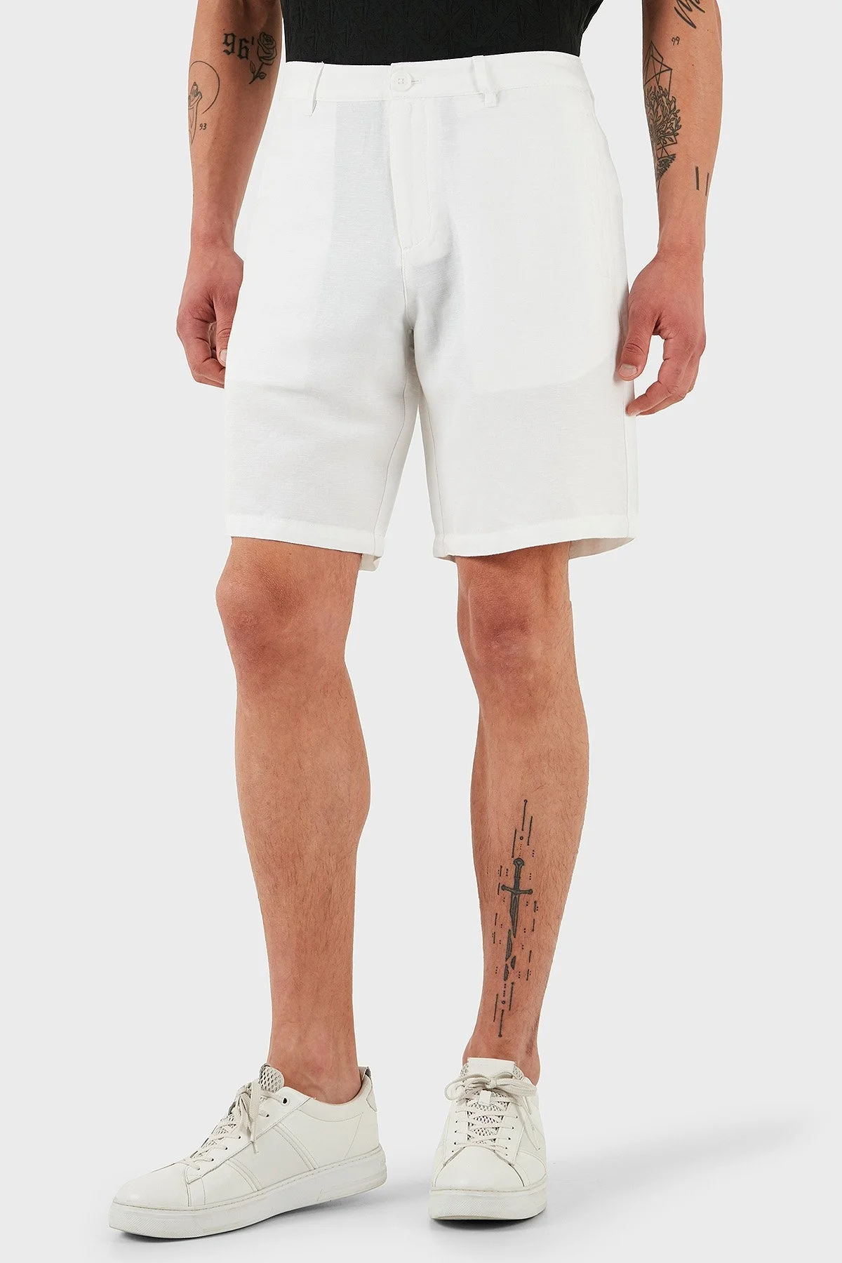 Armani Exchange Keten Regular Fit Normal Bel İpek Twill Erkek Short 8NZS67 ZNFNZ 1100 BEYAZ - 10