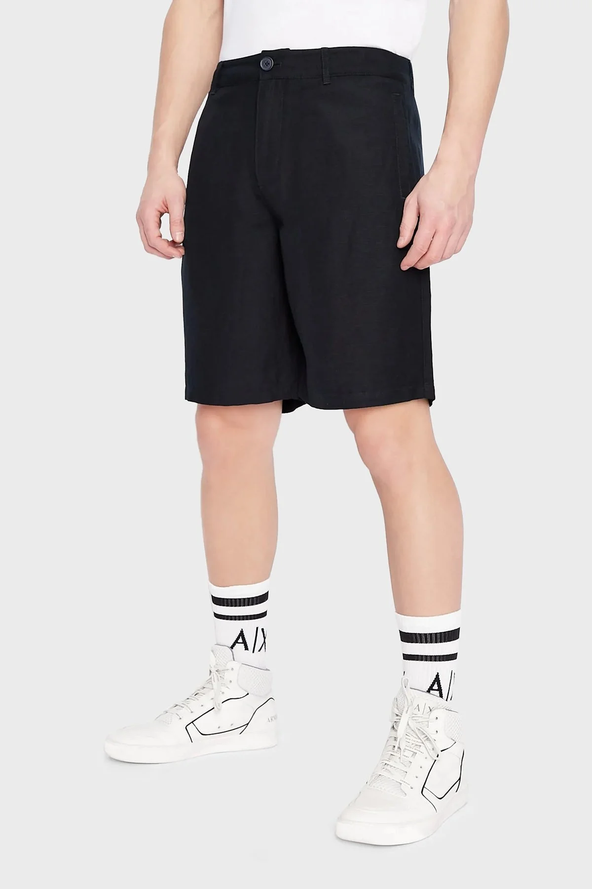 Armani Exchange Keten İpek Twill Erkek Bermuda 8NZS67 ZNFNZ 1583 LACİVERT - 1