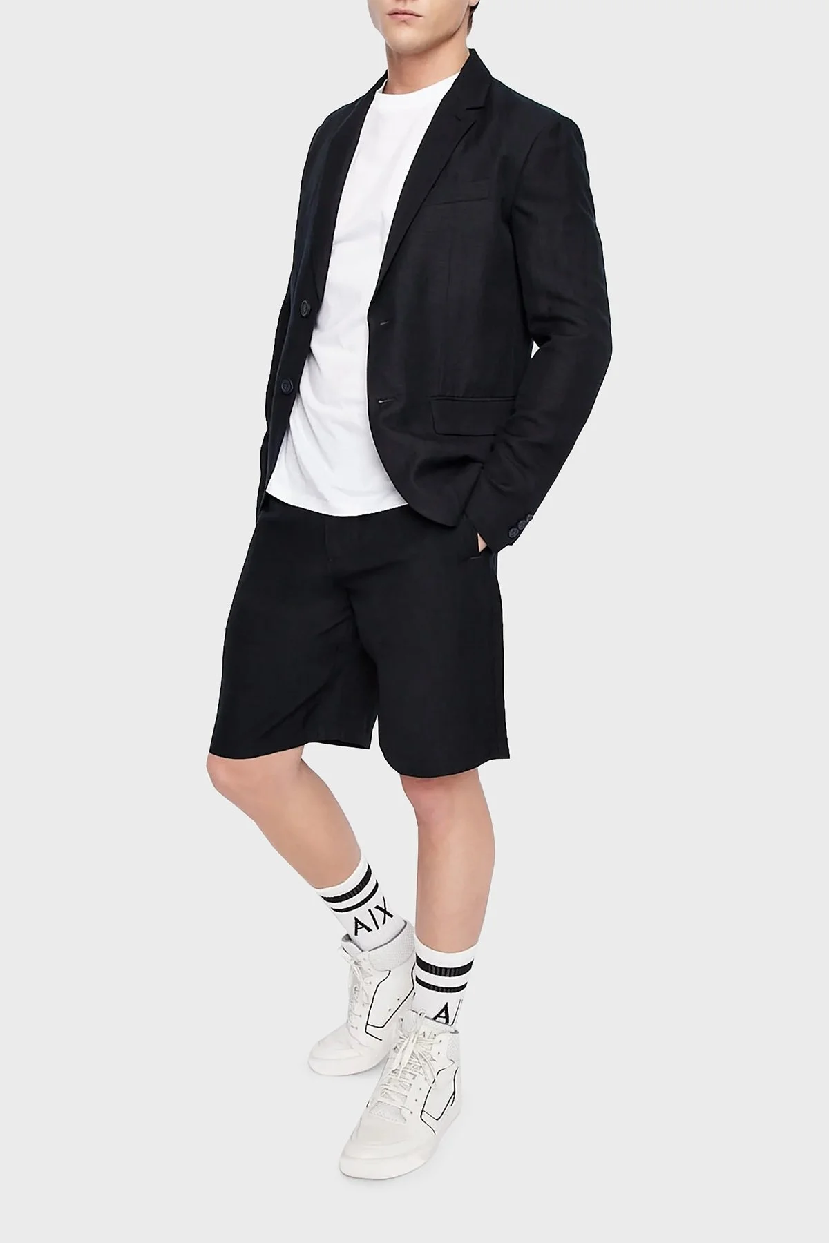 Armani Exchange Keten İpek Twill Erkek Bermuda 8NZS67 ZNFNZ 1583 LACİVERT - 3