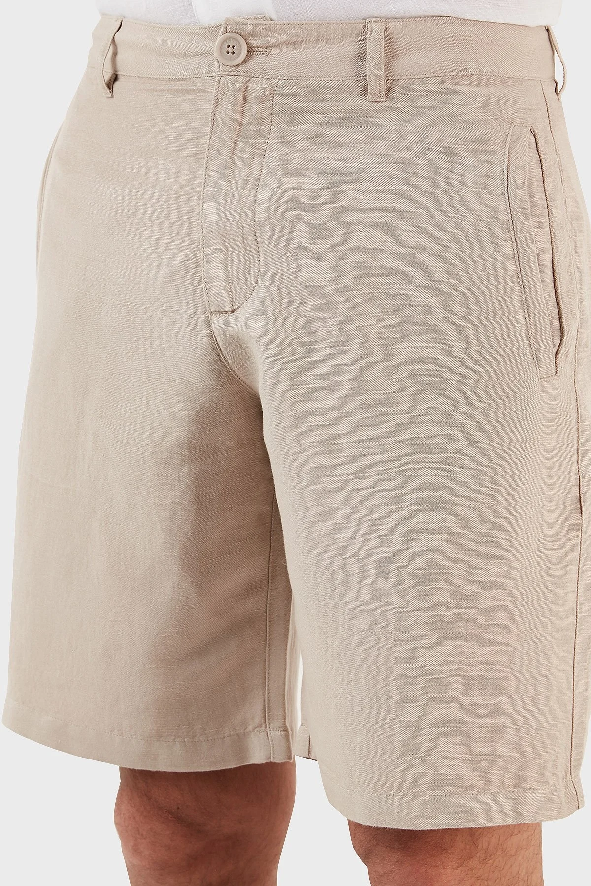 Armani Exchange Keten İpek Twill Erkek Bermuda 8NZS67 ZNFNZ 1724 BEJ - 5