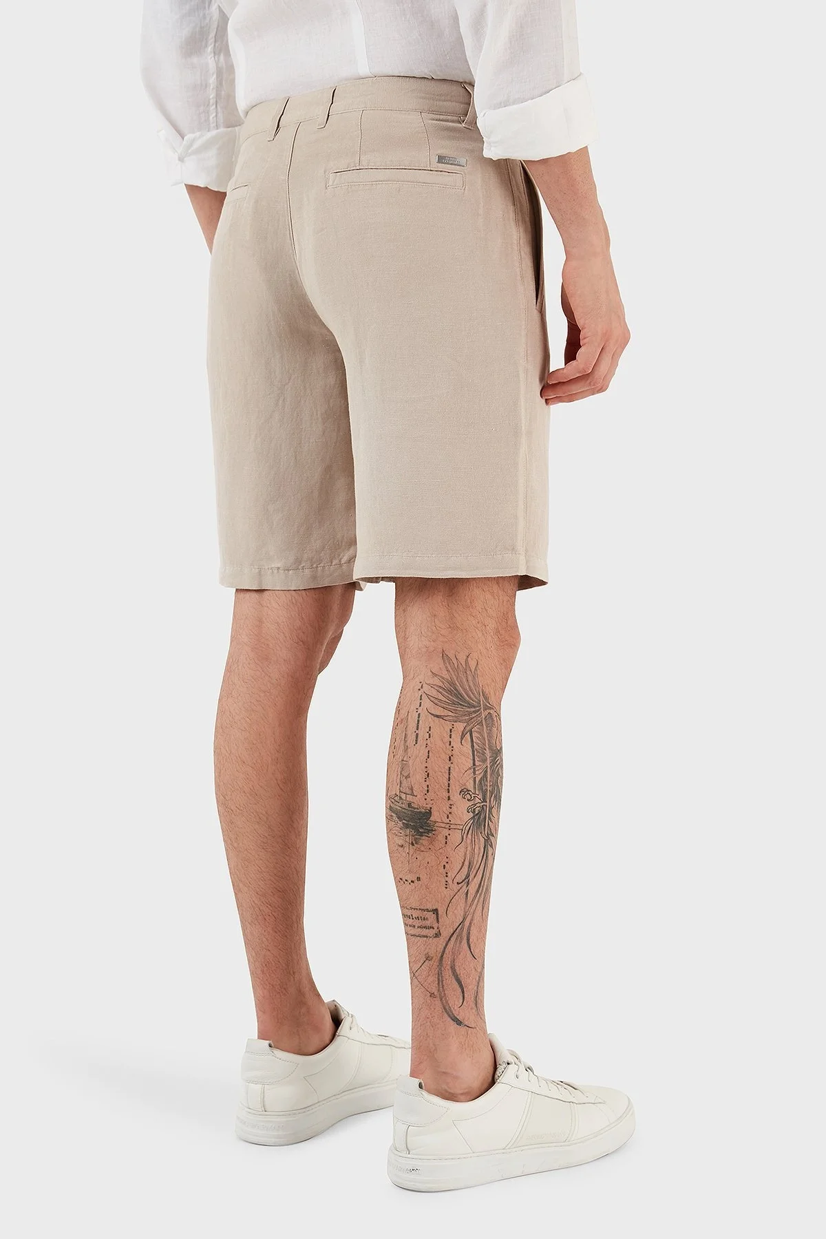 Armani Exchange Keten İpek Twill Erkek Bermuda 8NZS67 ZNFNZ 1724 BEJ - 6