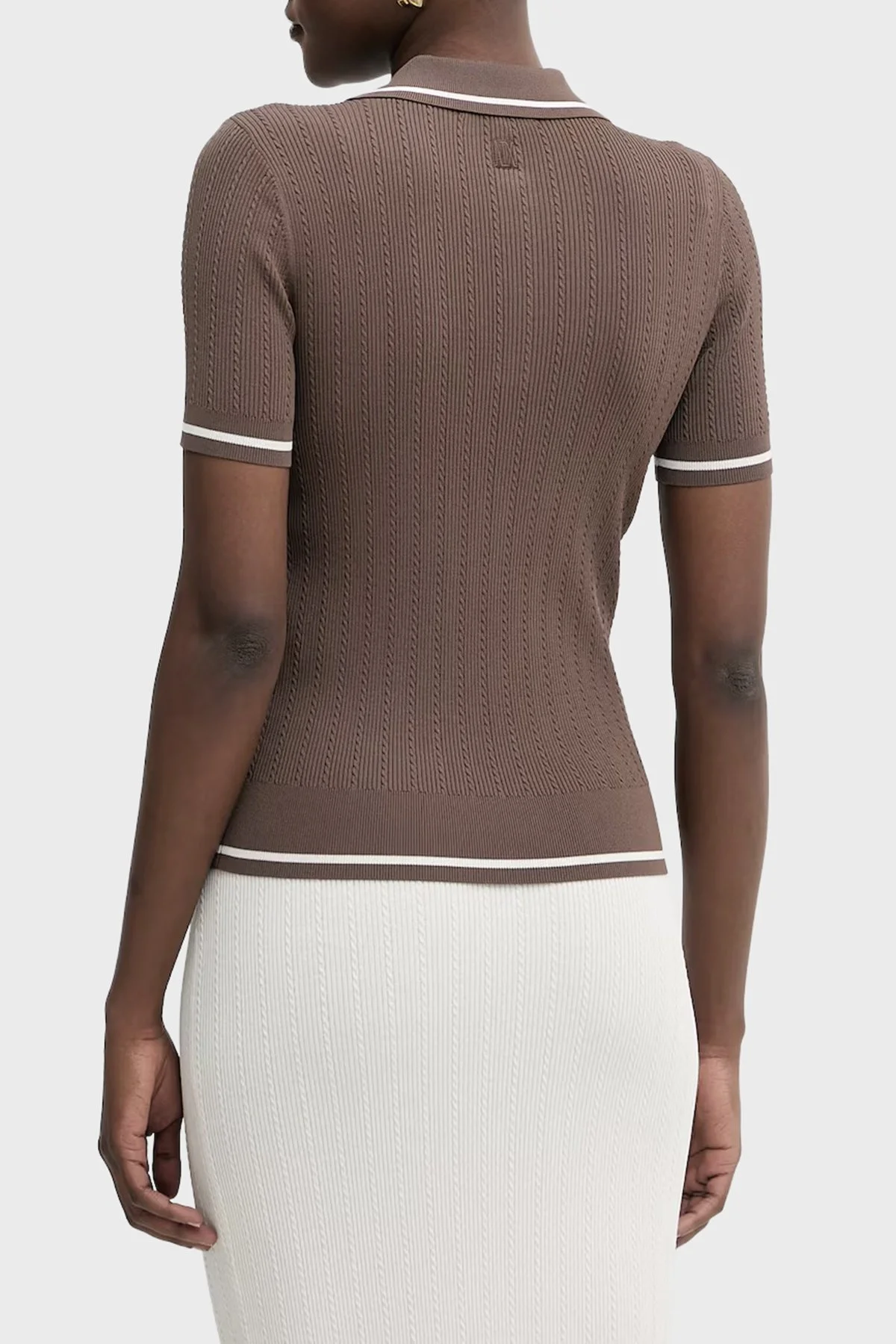 Armani Exchange Kontrast Kenar Süslemeli Kadın Polo XW001897 AF10352 U6136 Kahve - 3