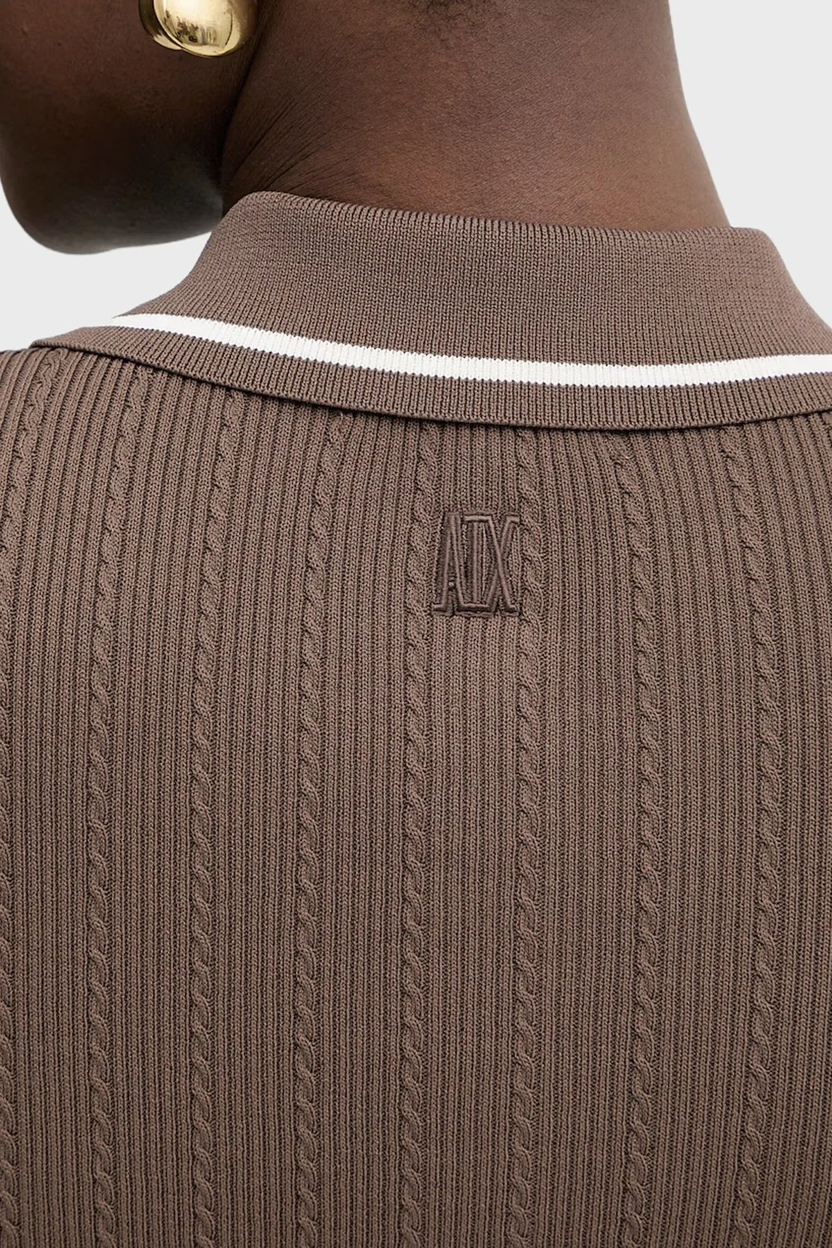 Armani Exchange Kontrast Kenar Süslemeli Kadın Polo XW001897 AF10352 U6136 Kahve - 5