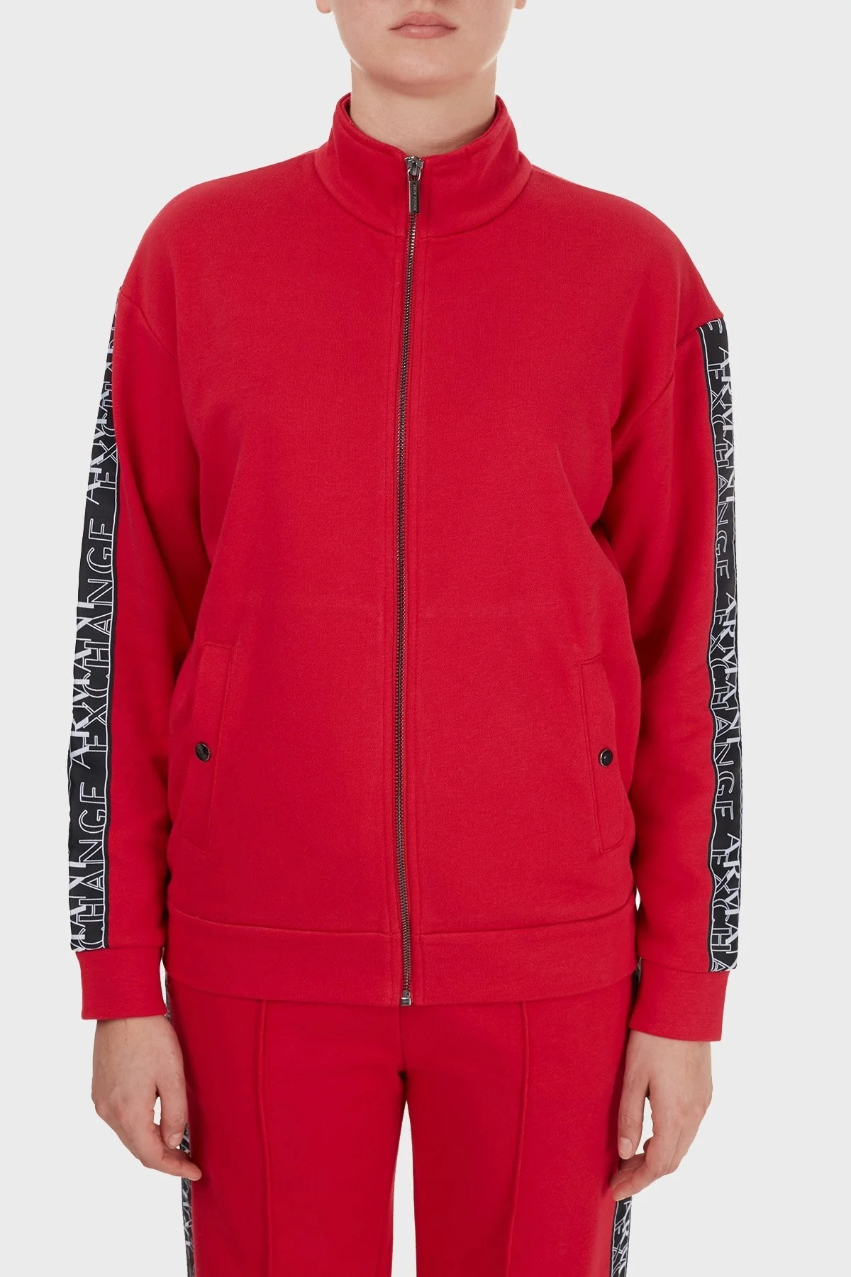 Armani Exchange Kontrast Logo Detaylı Dik Yaka Bayan Sweat 6HYM84 YJ2RZ 1469 KIRMIZI - 1