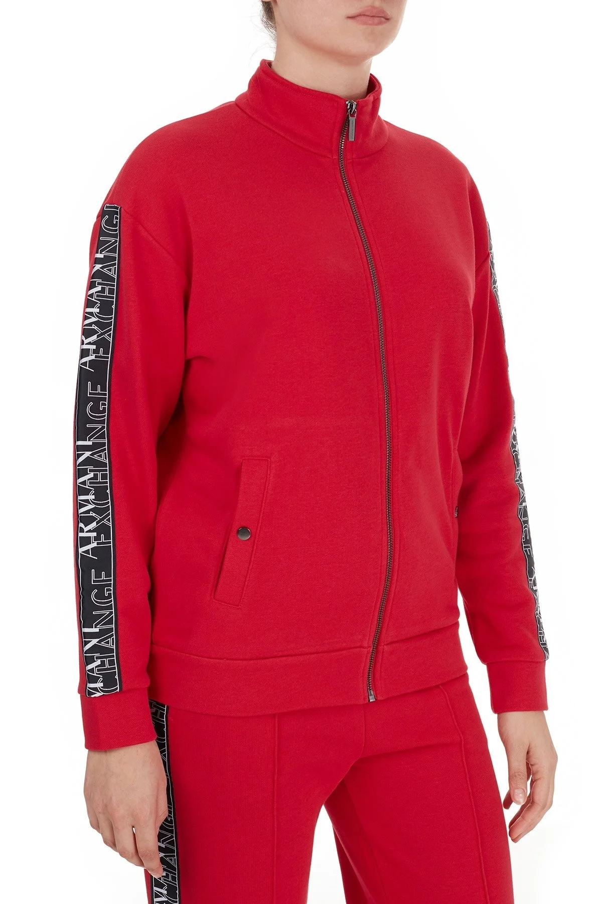 Armani Exchange Kontrast Logo Detaylı Dik Yaka Bayan Sweat 6HYM84 YJ2RZ 1469 KIRMIZI - 3