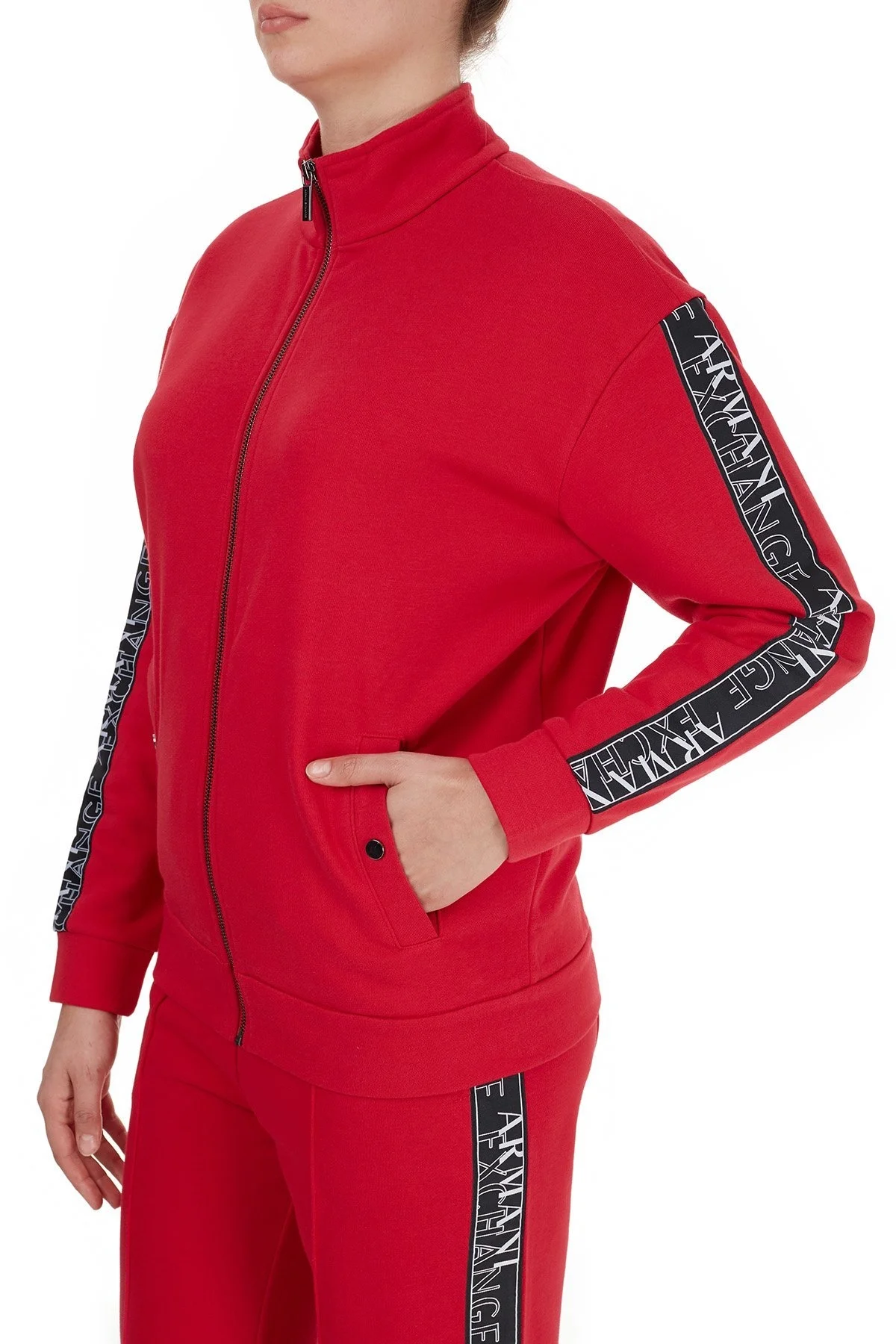 Armani Exchange Kontrast Logo Detaylı Dik Yaka Bayan Sweat 6HYM84 YJ2RZ 1469 KIRMIZI - 4