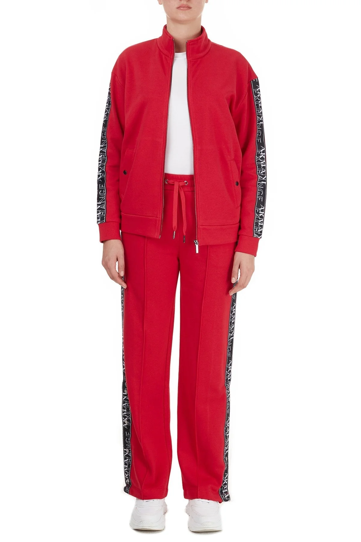 Armani Exchange Kontrast Logo Detaylı Dik Yaka Bayan Sweat 6HYM84 YJ2RZ 1469 KIRMIZI - 5