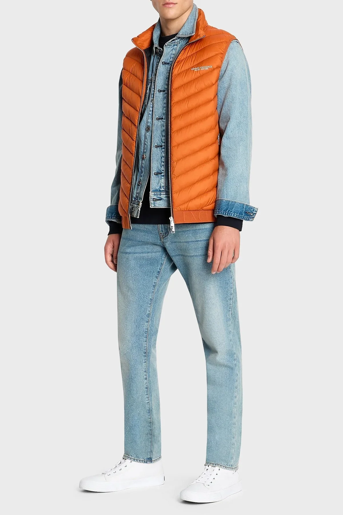 Armani Exchange Kuş Tüyü Dolgulu Çift Yönlü Fermuarlı Cepli Şişme Erkek Yelek 8NZQ52 ZNW3Z 6484 TURUNCU - 3