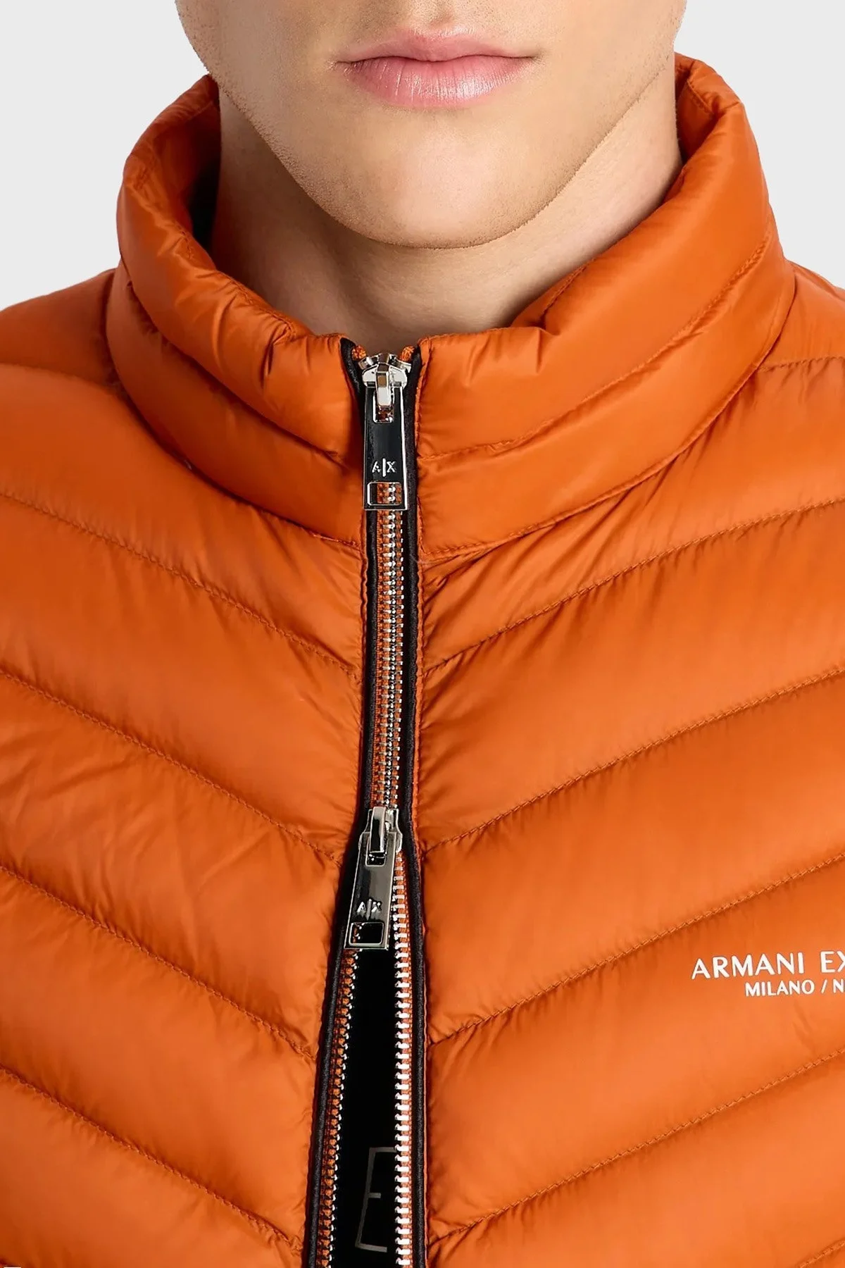 Armani Exchange Kuş Tüyü Dolgulu Çift Yönlü Fermuarlı Cepli Şişme Erkek Yelek 8NZQ52 ZNW3Z 6484 TURUNCU - 4