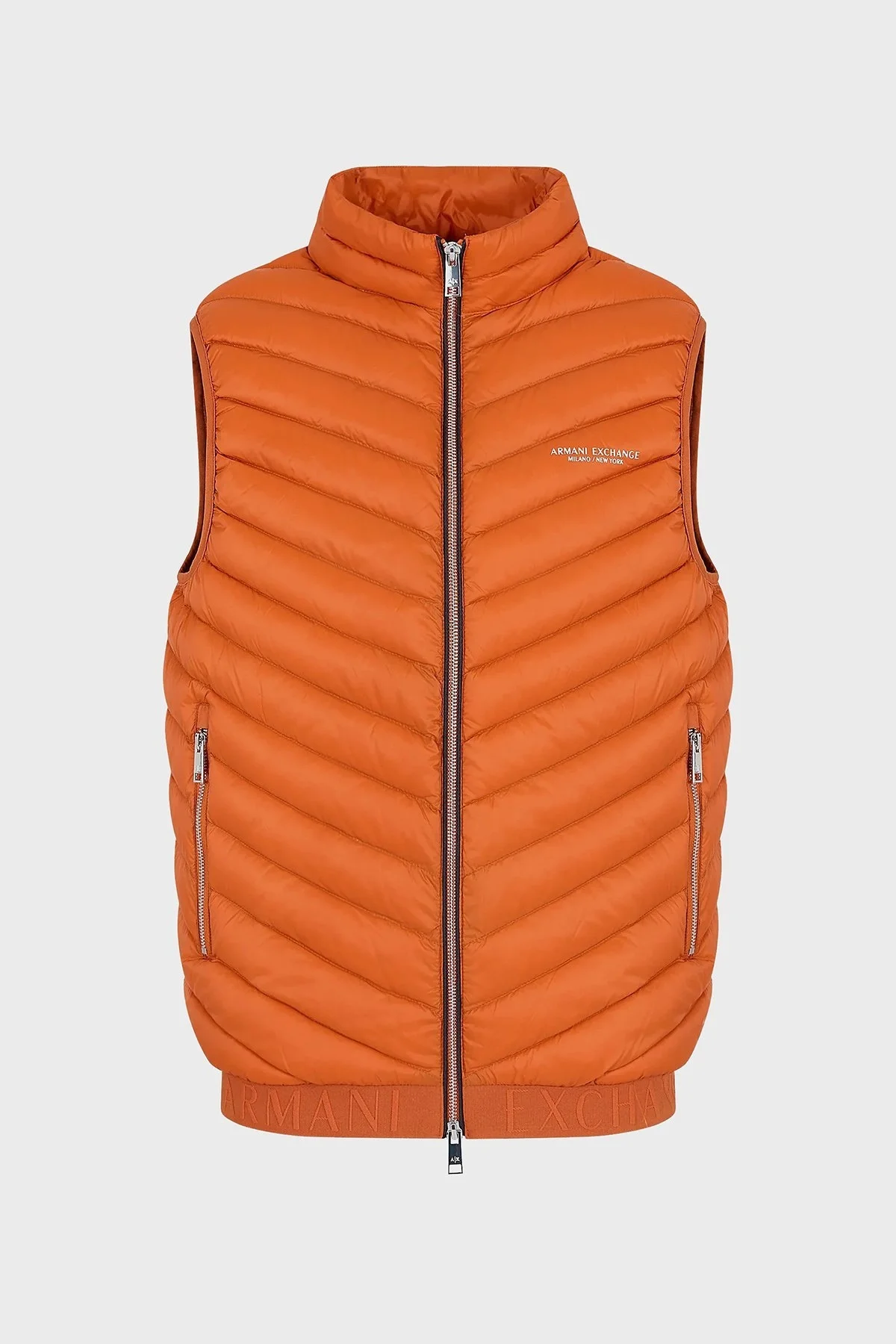 Armani Exchange Kuş Tüyü Dolgulu Çift Yönlü Fermuarlı Cepli Şişme Erkek Yelek 8NZQ52 ZNW3Z 6484 TURUNCU - 5