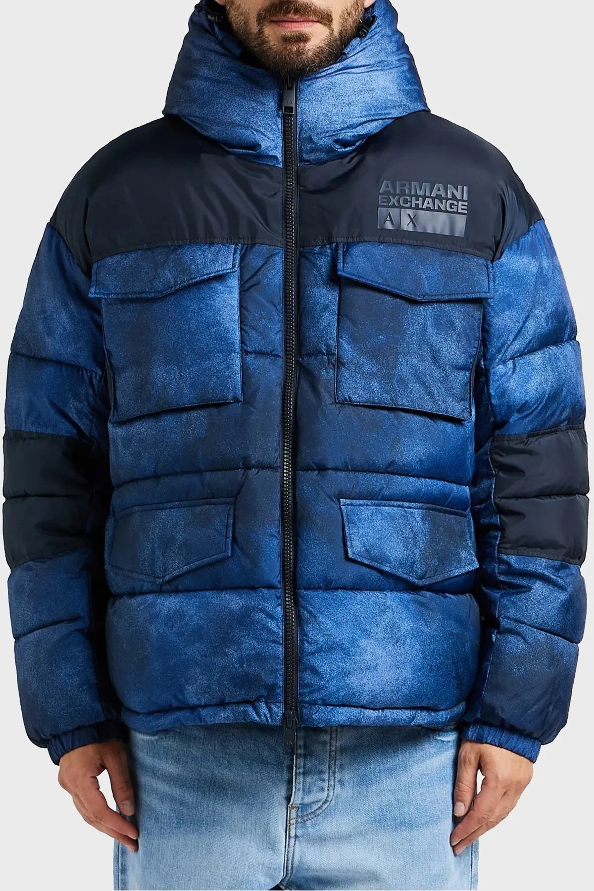 Armani Exchange Kuş Tüyü Dolgulu Kapüşonlu Yalıtımlı Erkek Mont 6RZK30 ZNKRZ 45AJ LACİVERT - 3