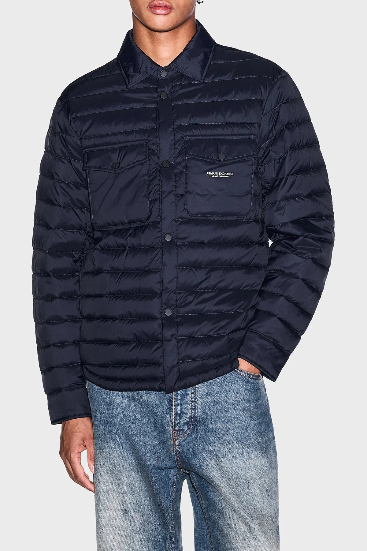 Armani Exchange Kuş Tüyü Dolgulu Klasik Yaka Kapitoneli Erkek Mont XM003317 AF16927 UB101 Lacivert - 1