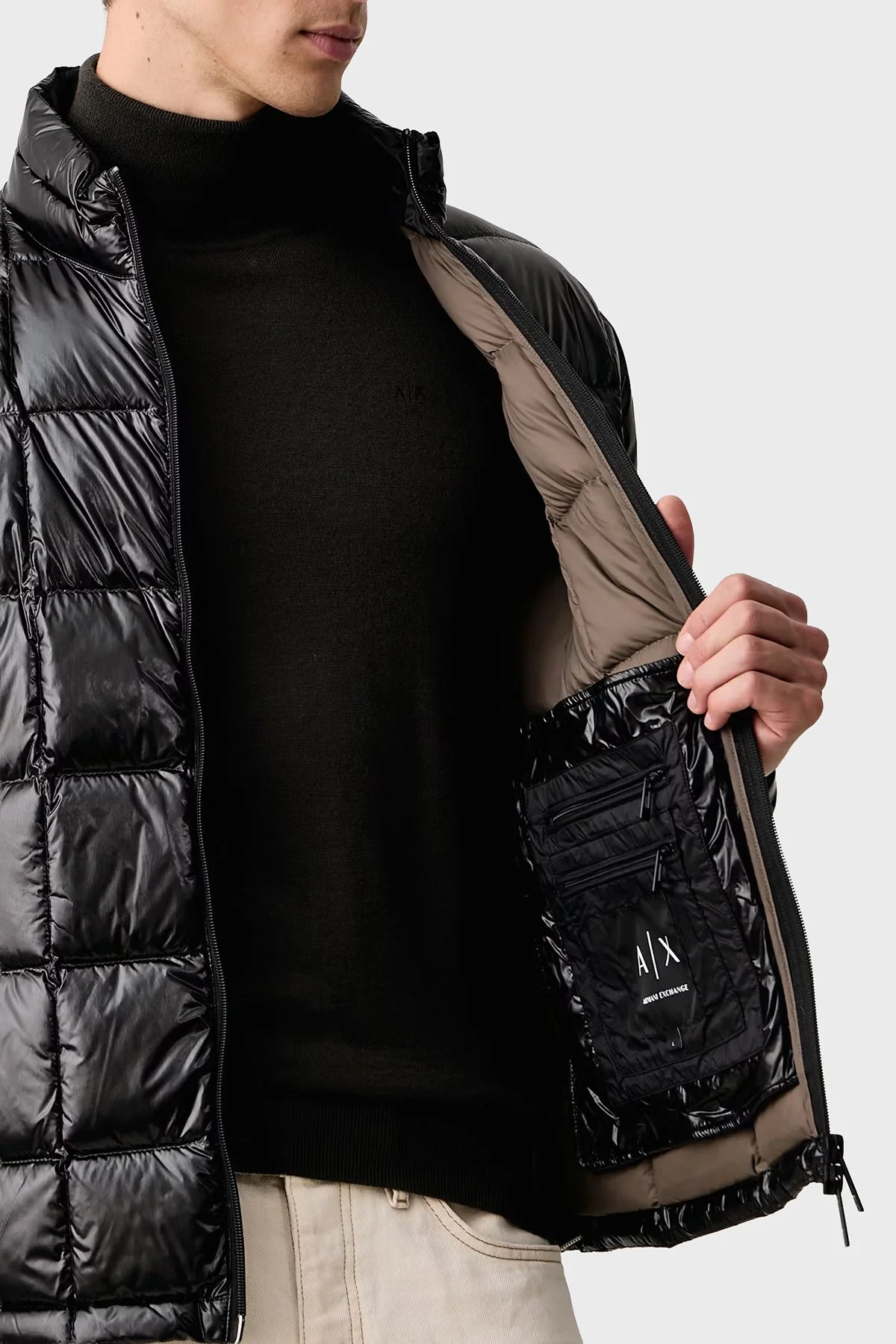 Armani Exchange Kuş Tüyü Dolgulu Regular Fit Dik Yaka Erkek Mont XM003474 AF23755 UC001 Siyah - 6