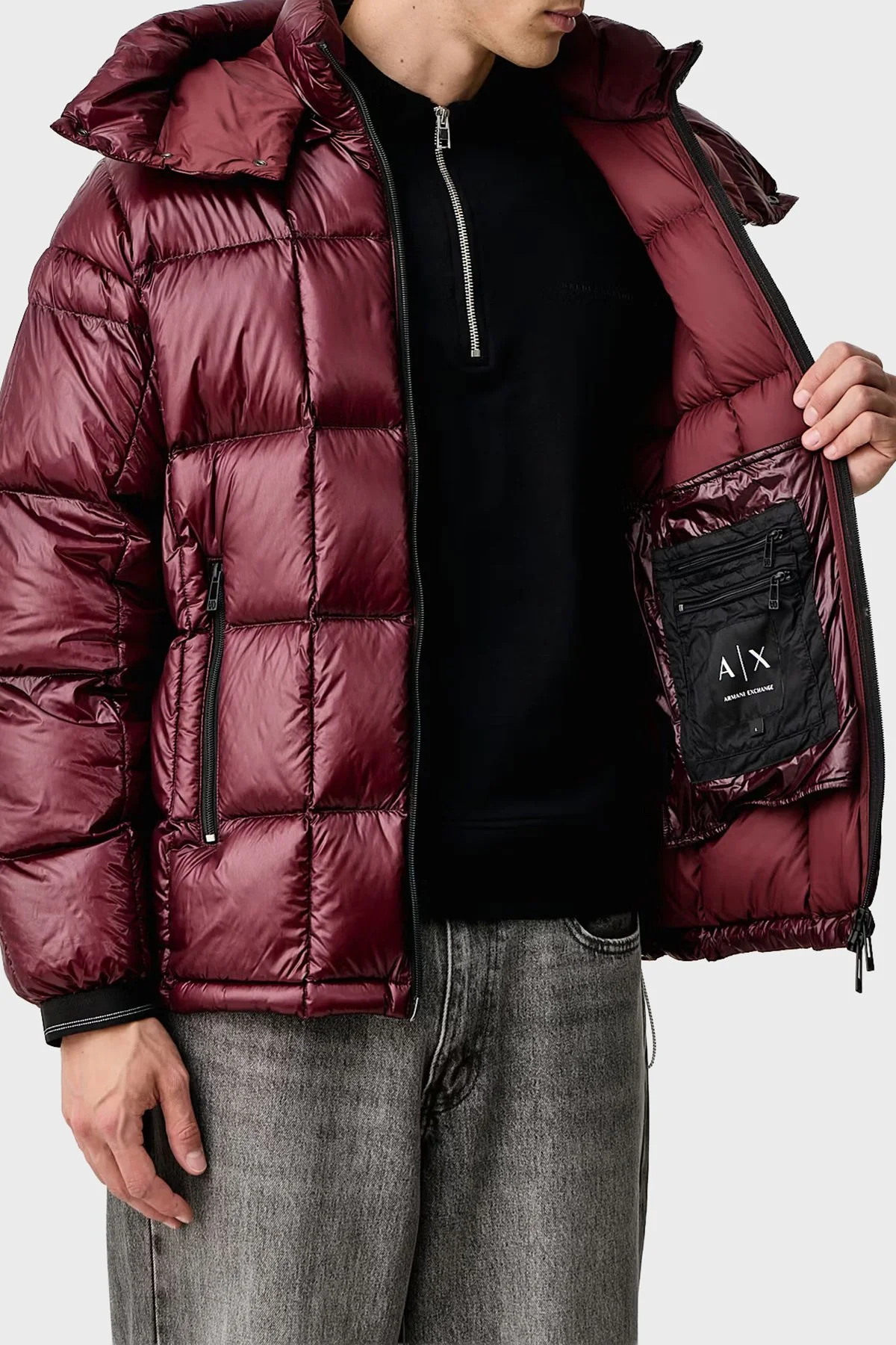 Armani Exchange Kuş Tüyü Dolgulu Su Geçirmez Şişme Erkek Mont XM003344 AF23755 U6004 Bordo - 7