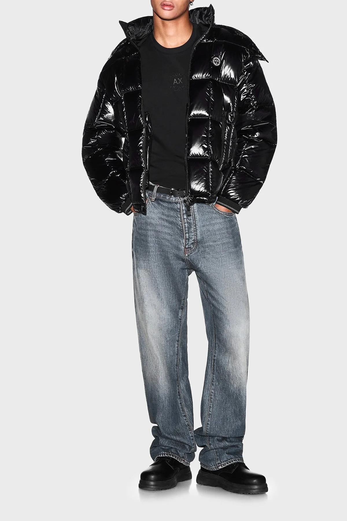 Armani Exchange Kuş Tüyü Dolgulu Su Geçirmez Şişme Erkek Mont XM003344 AF23755 UC001 Siyah - 2