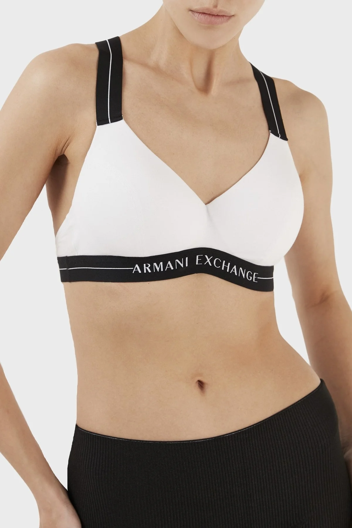 Armani Exchange Logo Bantlı Pamuklu Spor Bayan Sütyen 947016 2F502 00010 BEYAZ - 1