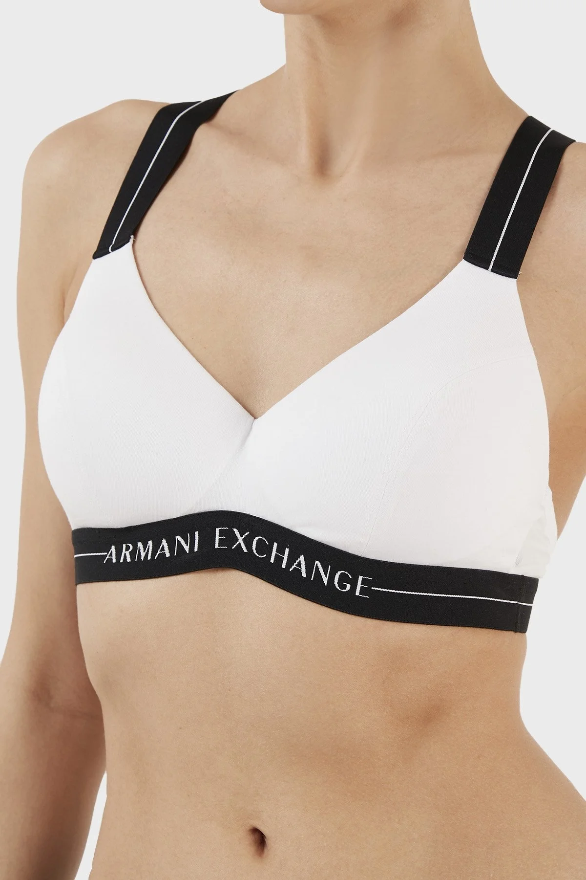 Armani Exchange Logo Bantlı Pamuklu Spor Bayan Sütyen 947016 2F502 00010 BEYAZ - 4