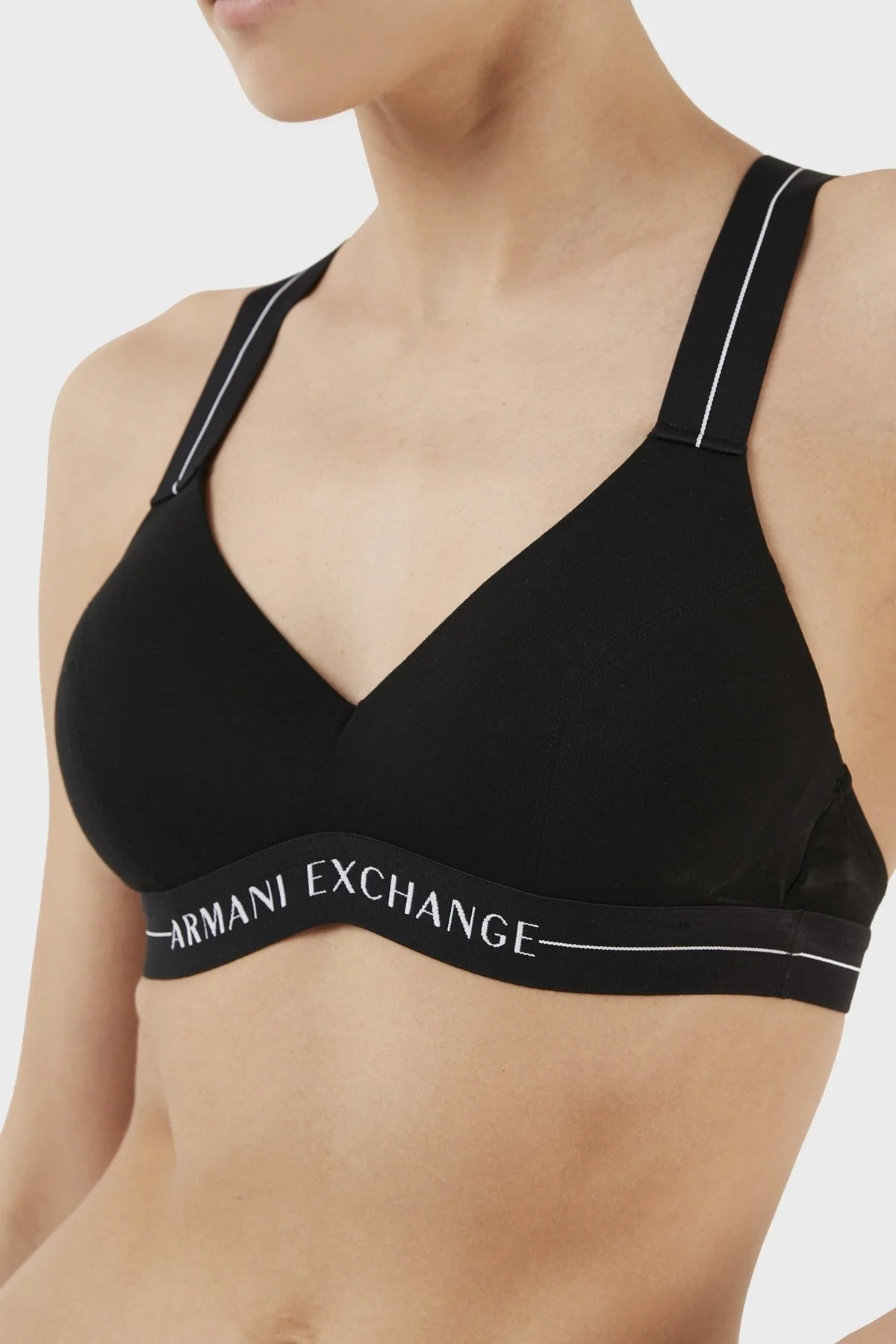 Armani Exchange Logo Bantlı Pamuklu Spor Bayan Sütyen 947016 2F502 00020 SİYAH - 4