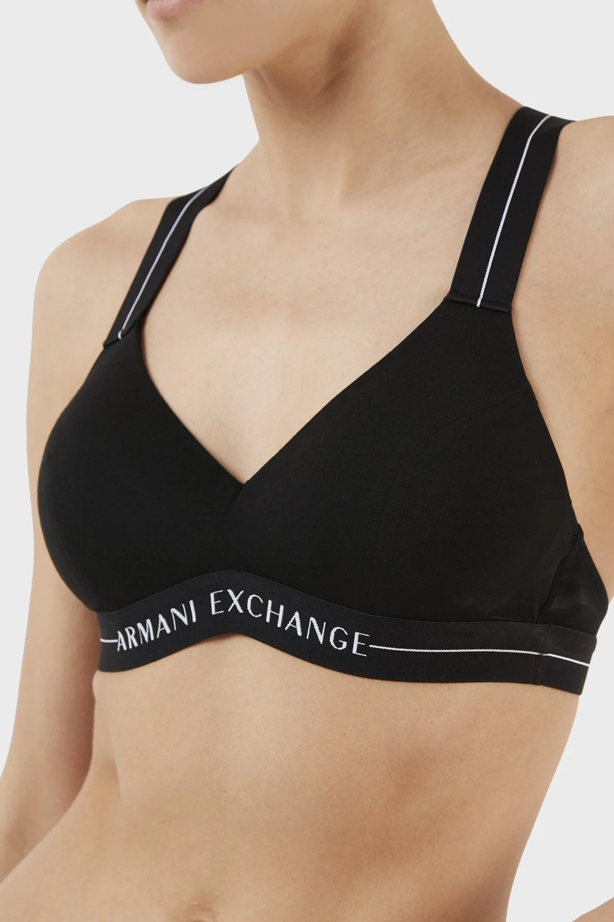 Armani Exchange Logo Bantlı Pamuklu Spor Kadın Sütyen 947016 2F502 00020 SİYAH - 4
