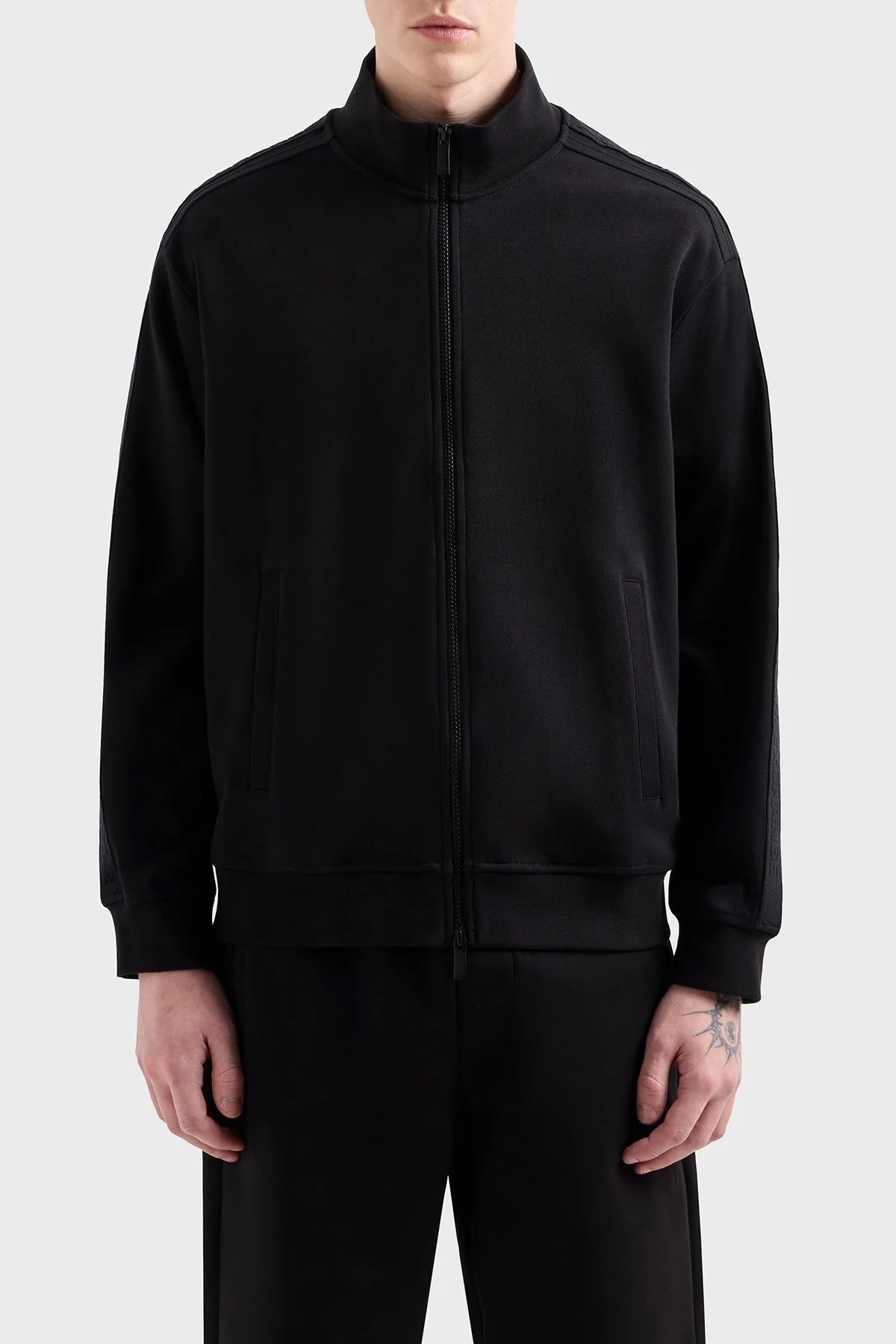 Armani Exchange Logo Baskılı % 100 Pamuk Regular Fit Dik Yaka Erkek Sweat XM000311 AF10365 UC001 SİYAH - 6