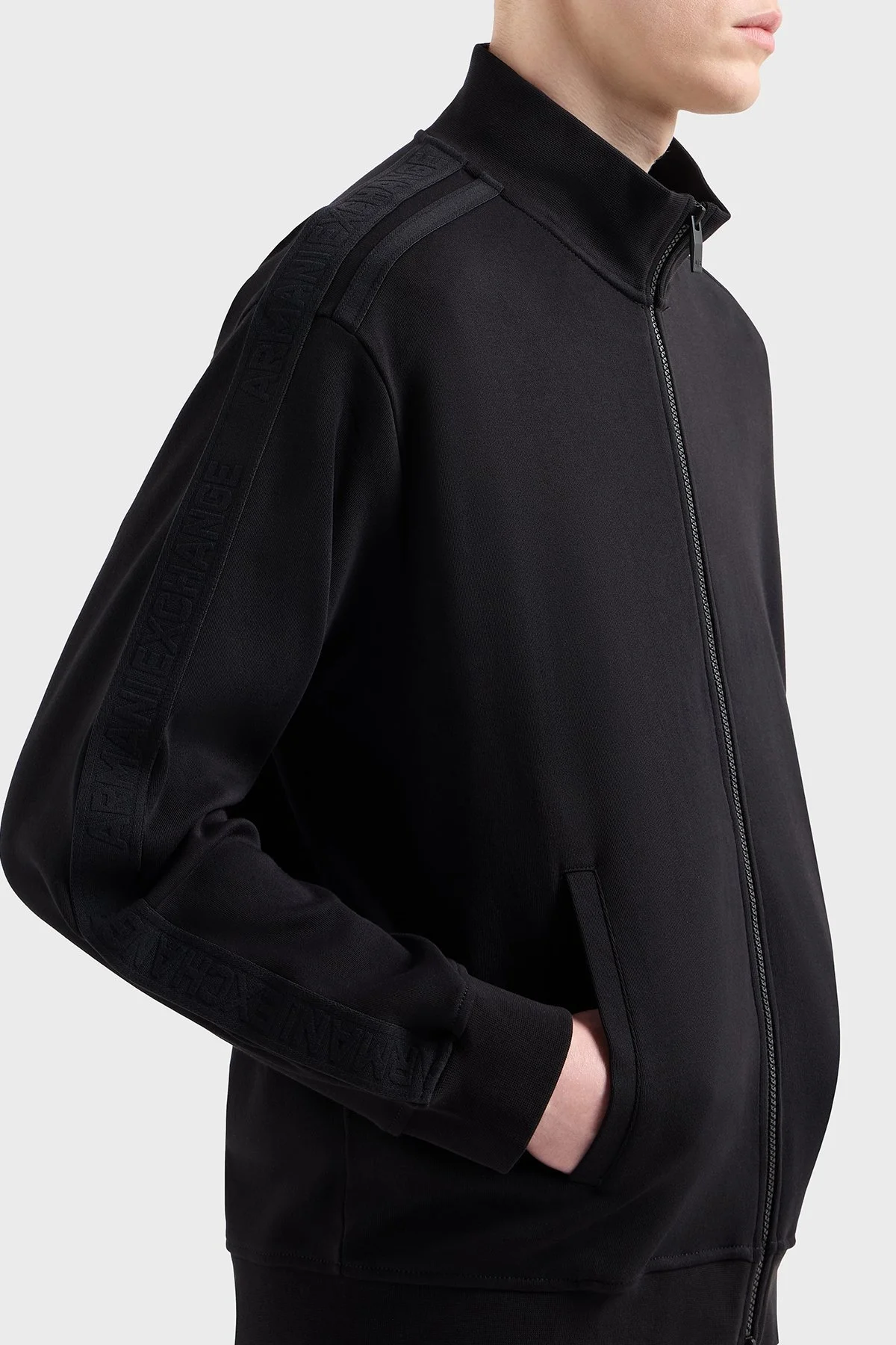 Armani Exchange Logo Baskılı % 100 Pamuk Regular Fit Dik Yaka Erkek Sweat XM000311 AF10365 UC001 SİYAH - 9