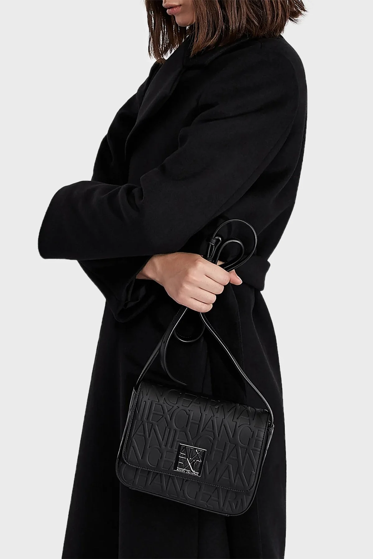 Armani Exchange Logo Baskılı Ayarlanabilir Omuz Bayan Çanta 942648 CC793 00020 SİYAH - 2