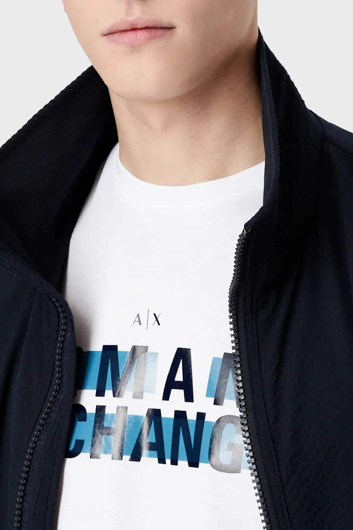 Armani Exchange Logo Baskılı Bisiklet Yaka % 100 Pamuk Regular Fit Erkek T Shirt 3RZTBC ZJA5Z 1100 BEYAZ - 3