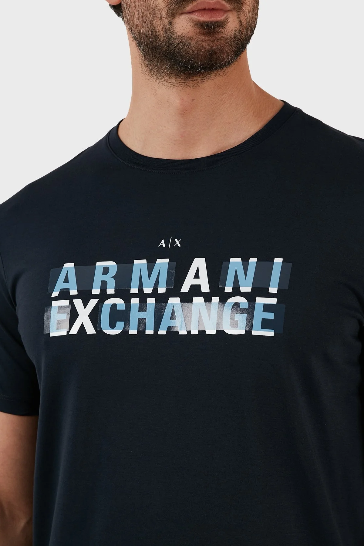 Armani Exchange Logo Baskılı Bisiklet Yaka % 100 Pamuk Regular Fit Erkek T Shirt 3RZTBC ZJA5Z 1510 LACİVERT - 4