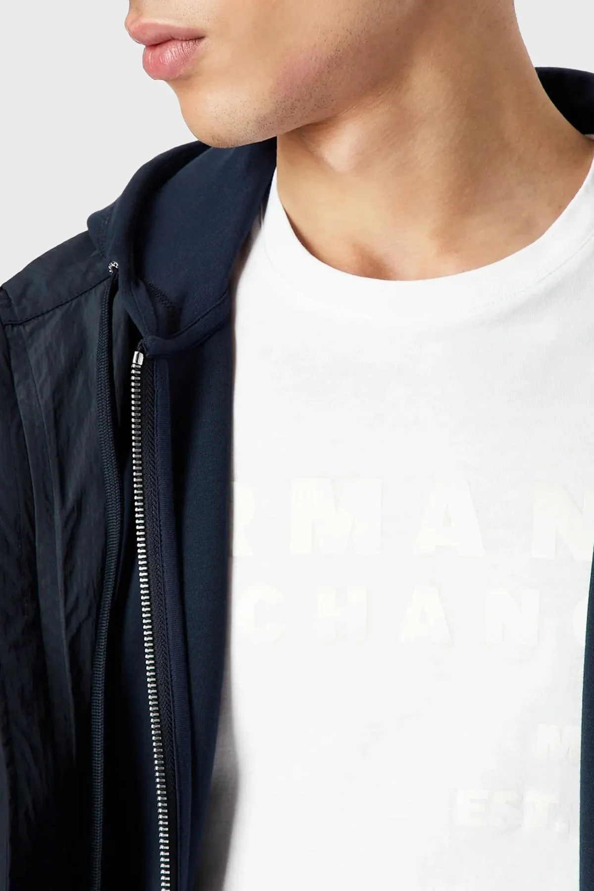 Armani Exchange Logo Baskılı Bisiklet Yaka % 100 Pamuk Regular Fit Erkek T Shirt 3RZTCA ZJ3VZ 1100 BEYAZ - 3