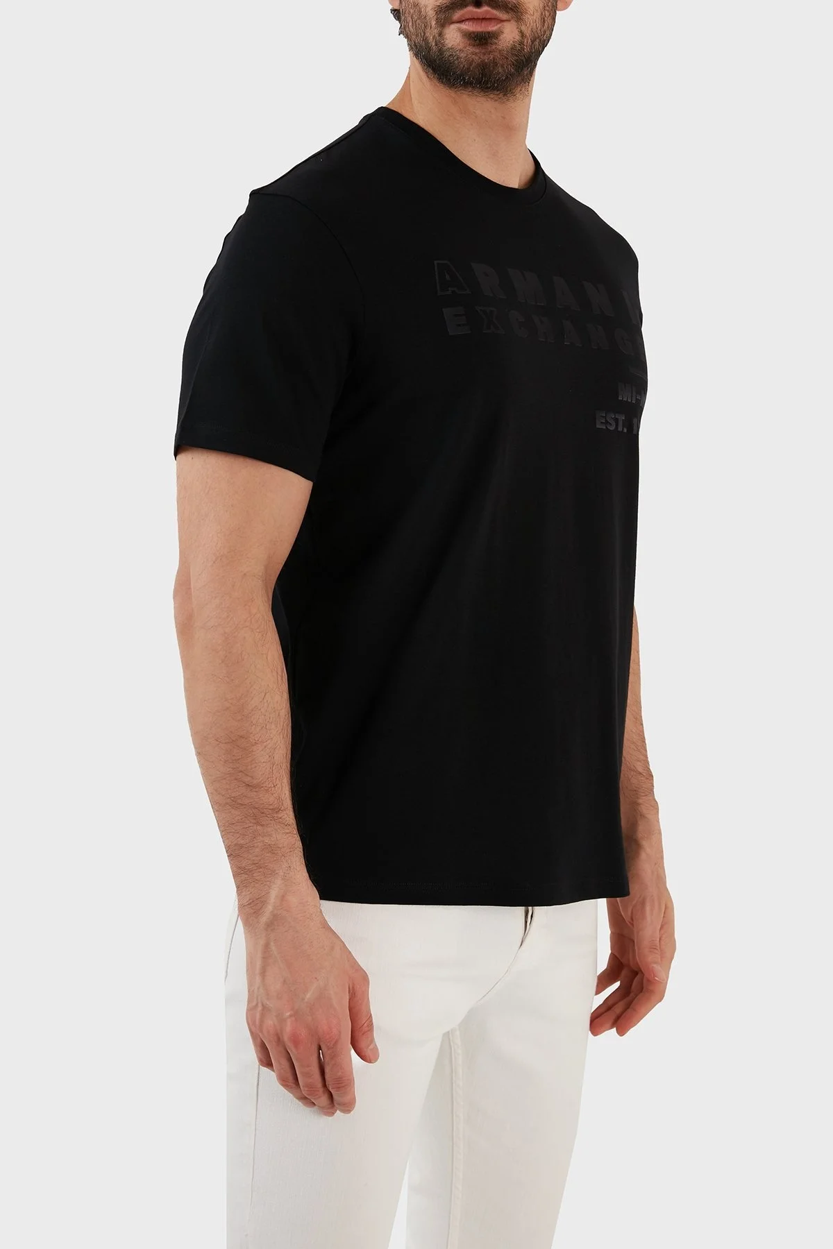 Armani Exchange Logo Baskılı Bisiklet Yaka % 100 Pamuk Regular Fit Erkek T Shirt 3RZTCA ZJ3VZ 1200 SİYAH - 2