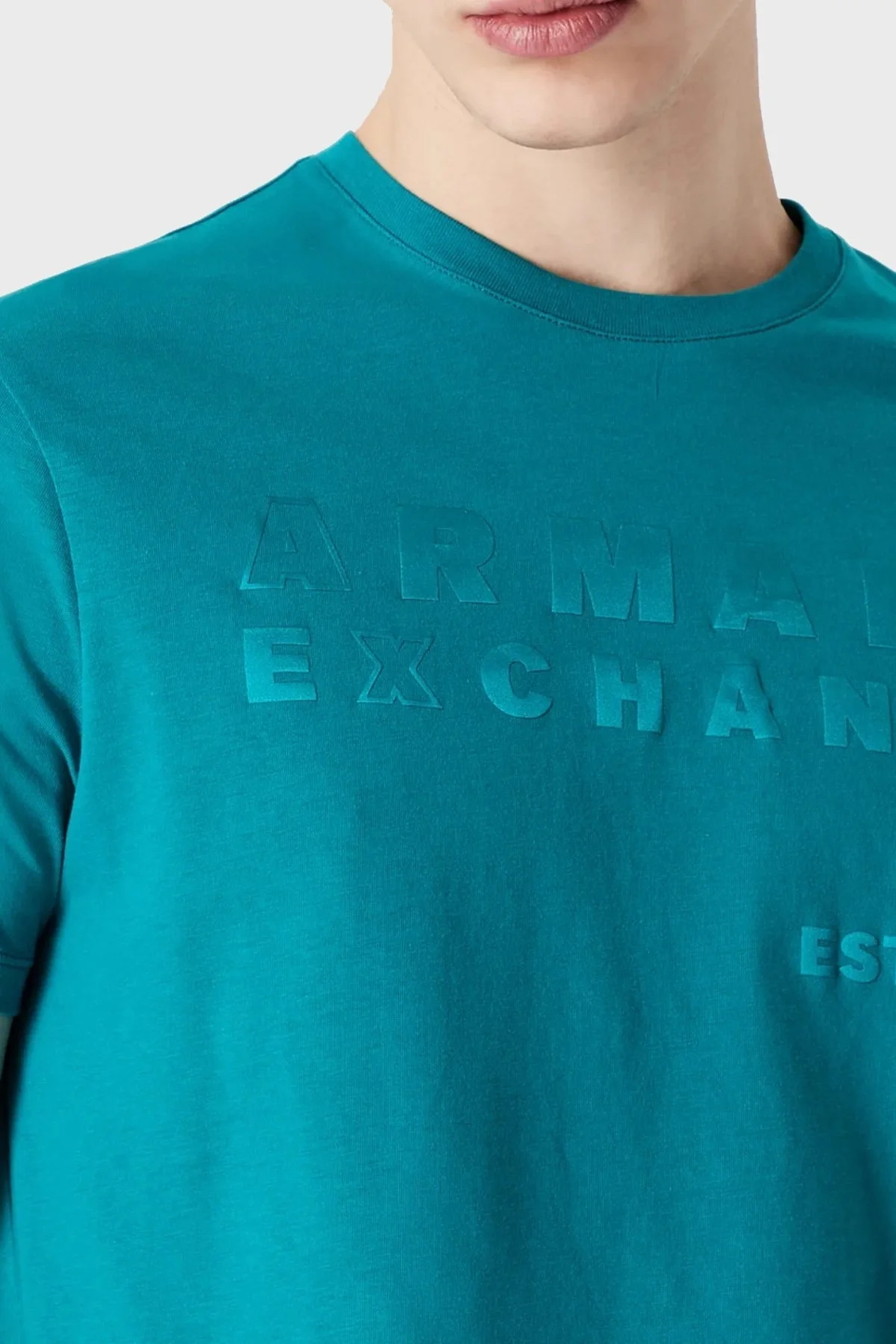 Armani Exchange Logo Baskılı Bisiklet Yaka % 100 Pamuk Regular Fit Erkek T Shirt 3RZTCA ZJ3VZ 15CL PETROL - 3