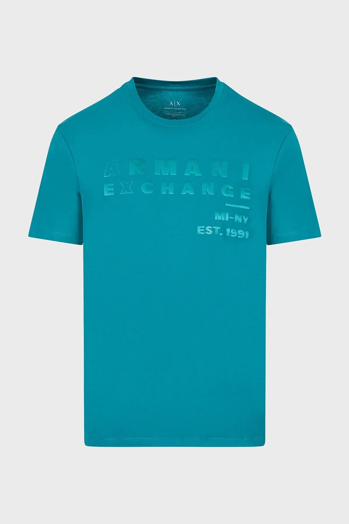 Armani Exchange Logo Baskılı Bisiklet Yaka % 100 Pamuk Regular Fit Erkek T Shirt 3RZTCA ZJ3VZ 15CL PETROL - 4