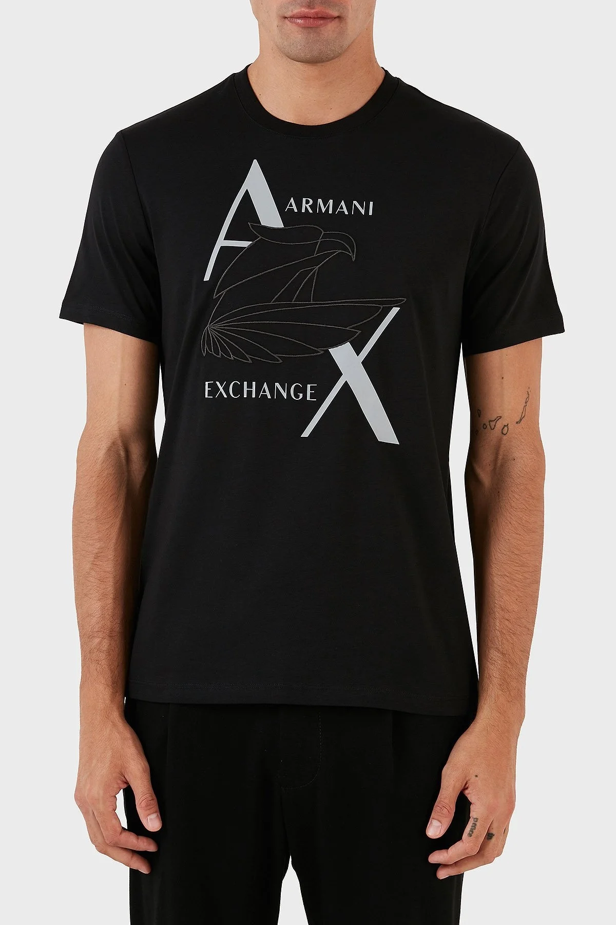 Armani Exchange Logo Baskılı Bisiklet Yaka % 100 Pamuk Regular Fit Erkek T Shirt 6RZTAL ZJ9TZ 1200 SİYAH - 1