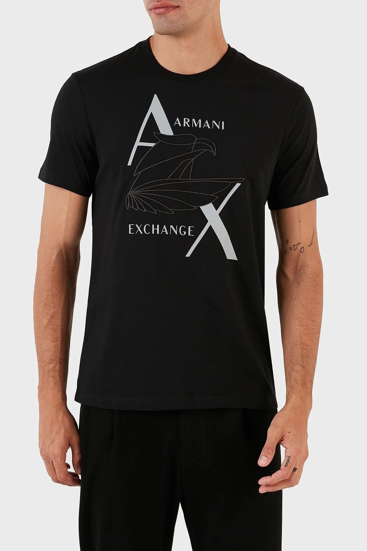 Armani Exchange Logo Baskılı Bisiklet Yaka % 100 Pamuk Regular Fit Erkek T Shirt 6RZTAL ZJ9TZ 1200 SİYAH - 3