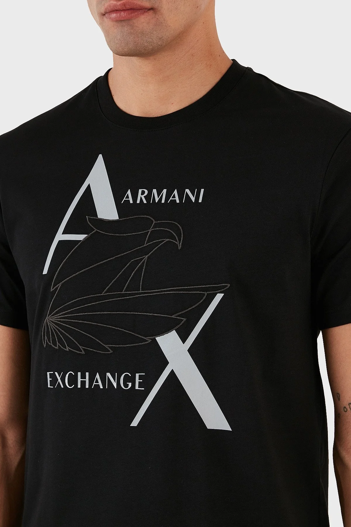 Armani Exchange Logo Baskılı Bisiklet Yaka % 100 Pamuk Regular Fit Erkek T Shirt 6RZTAL ZJ9TZ 1200 SİYAH - 5