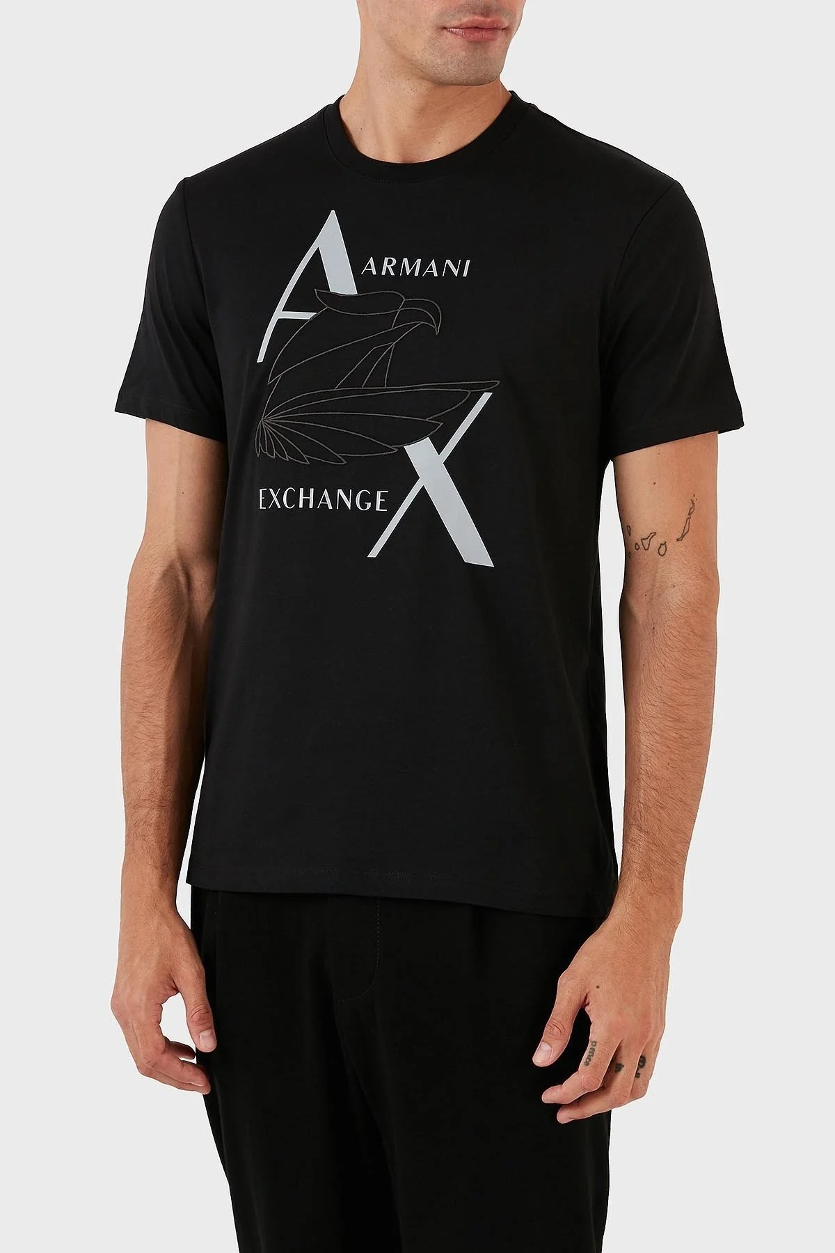 Armani Exchange Logo Baskılı Bisiklet Yaka % 100 Pamuk Regular Fit Erkek T Shirt 6RZTAL ZJ9TZ 1200 SİYAH - 6