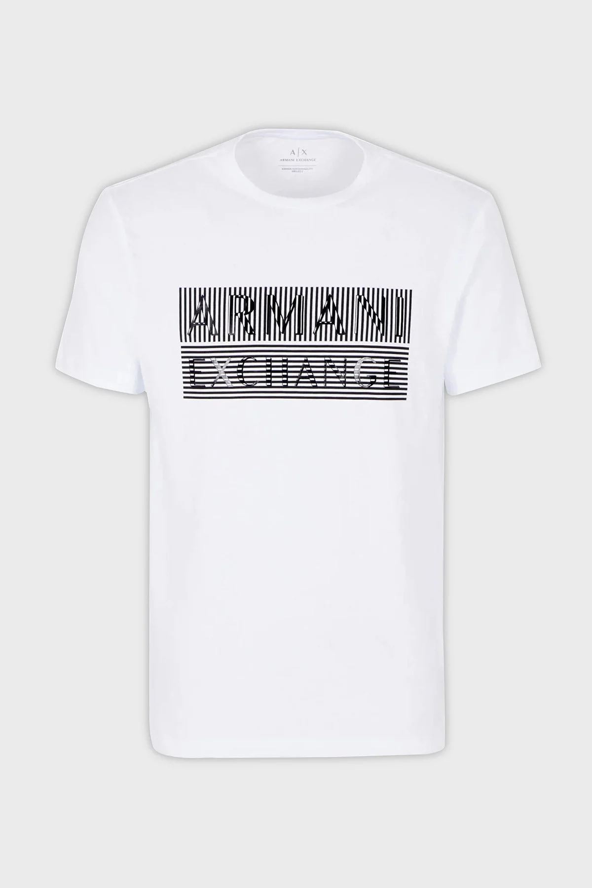 Armani Exchange Logo Baskılı Bisiklet Yaka % 100 Pamuk Slim Fit Erkek T Shirt 6RZTAC ZJ9TZ 1100 BEYAZ - 4