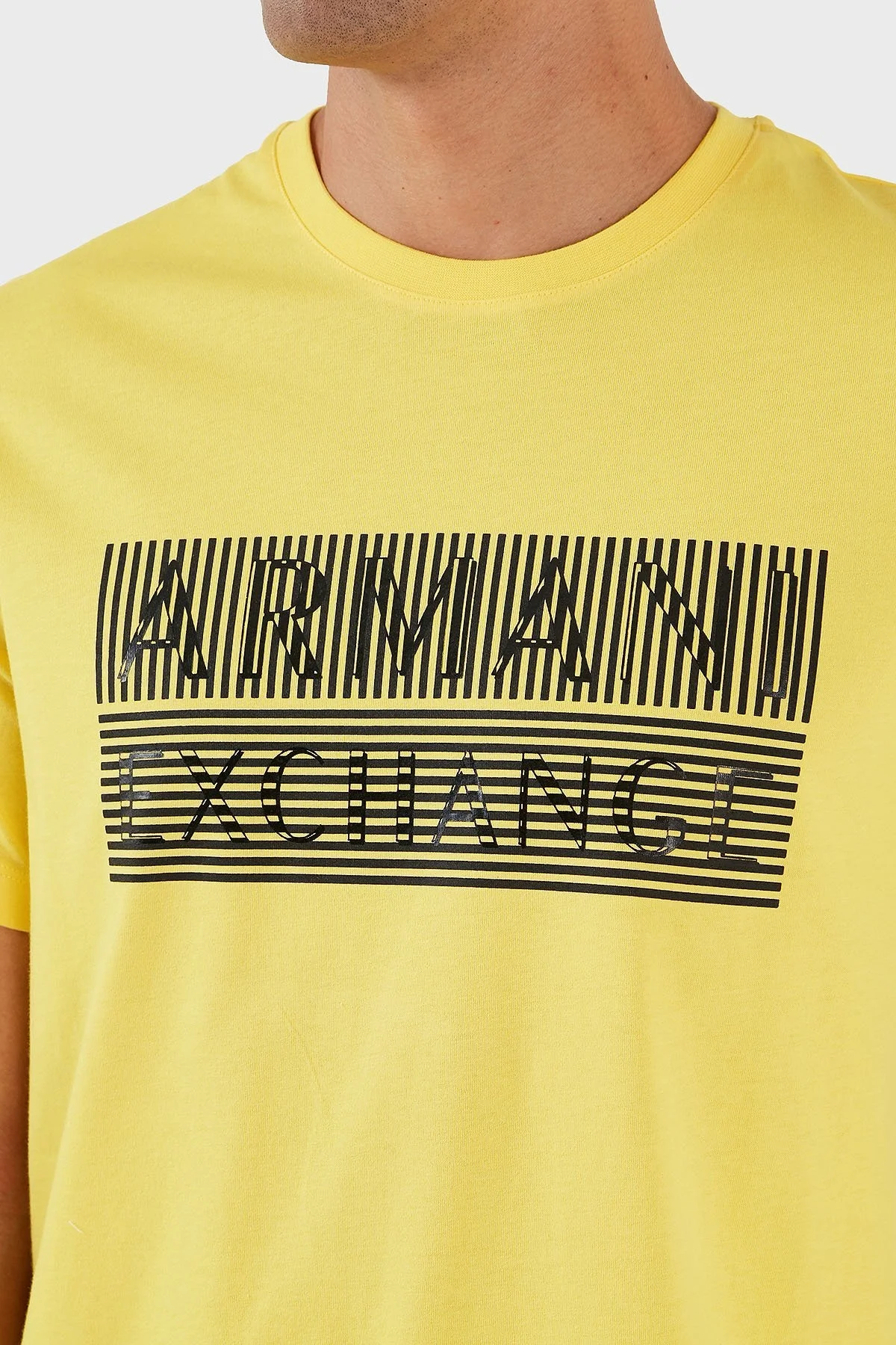 Armani Exchange Logo Baskılı Bisiklet Yaka % 100 Pamuk Slim Fit Erkek T Shirt 6RZTAC ZJ9TZ 1689 SARI - 5
