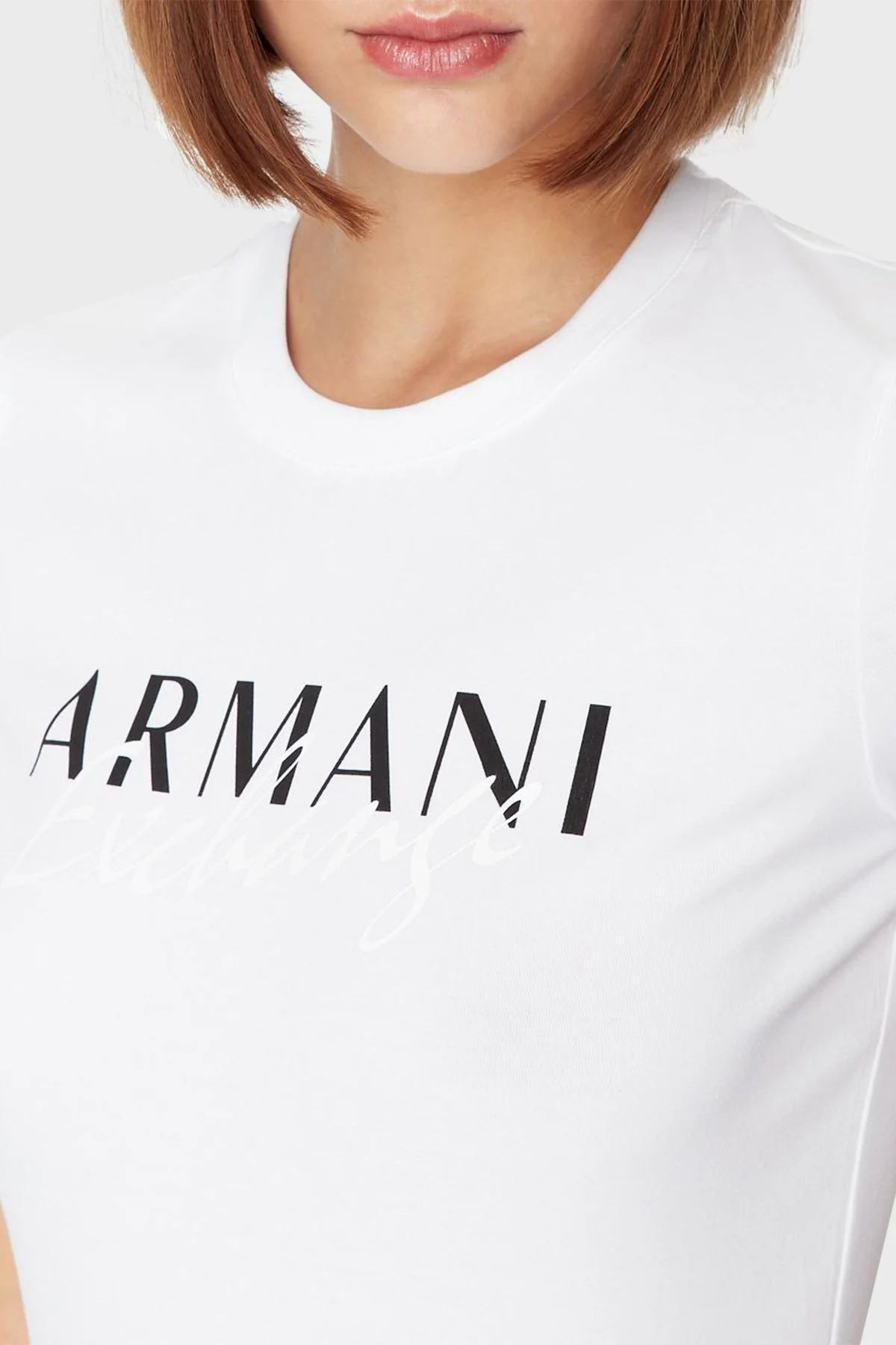 Armani Exchange Logo Baskılı Bisiklet Yaka Pamuklu Regular Fit Bayan T Shirt 3RYTBK YJDTZ 1000 BEYAZ - 4
