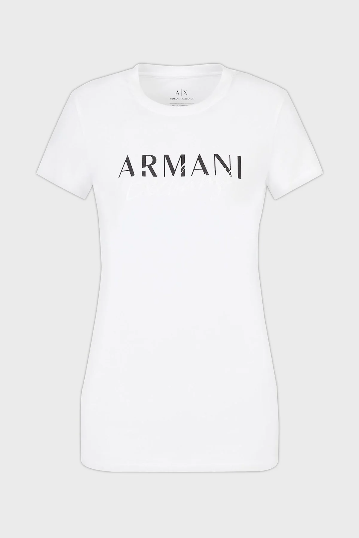 Armani Exchange Logo Baskılı Bisiklet Yaka Pamuklu Regular Fit Bayan T Shirt 3RYTBK YJDTZ 1000 BEYAZ - 5