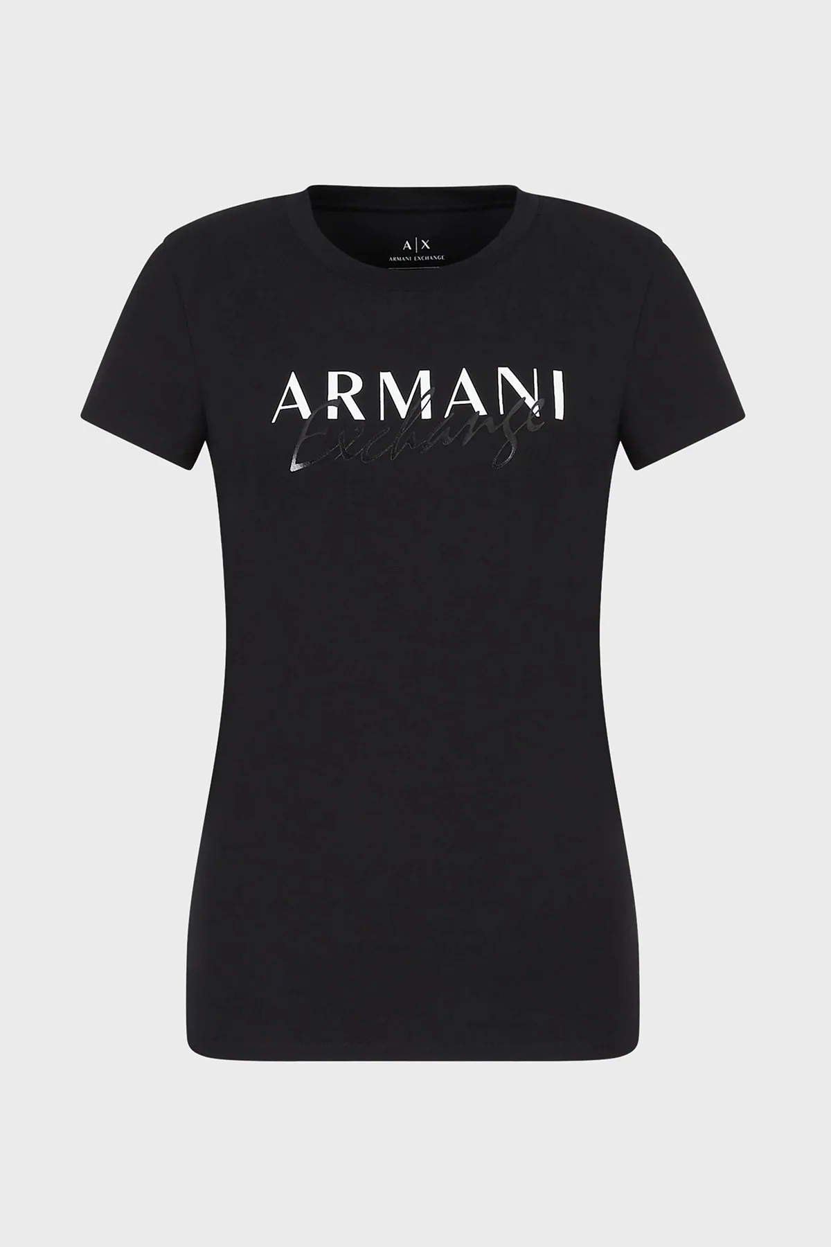 Armani Exchange Logo Baskılı Bisiklet Yaka Pamuklu Regular Fit Bayan T Shirt 3RYTBK YJDTZ 1200 SİYAH - 2
