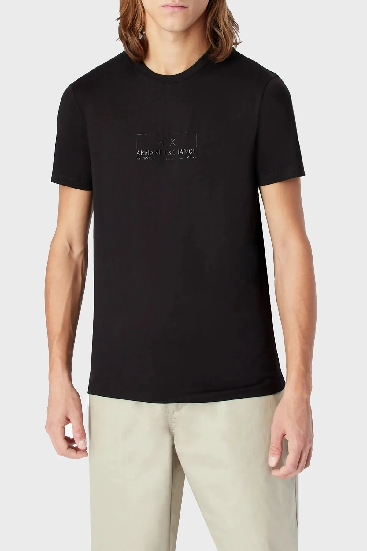 Armani Exchange Logo Baskılı Bisiklet Yaka Regular Fit Pamuklu Erkek T Shirt 3RZTHE ZJBYZ 1200 SİYAH - 1