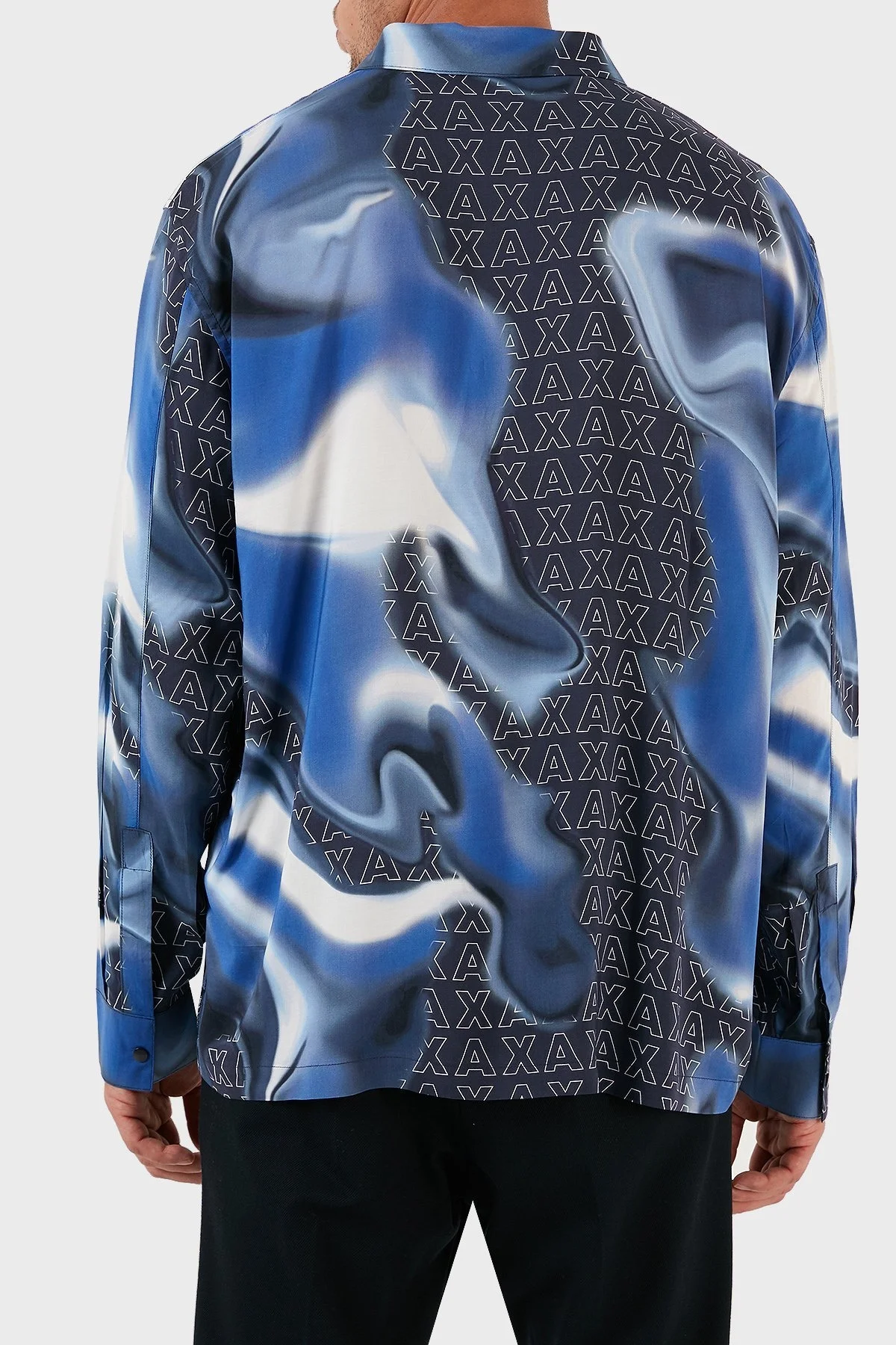 Armani Exchange Logo Baskılı Desenli Erkek Gömlek 6RZC10 ZNRNZ 25EA LACİVERT - 2
