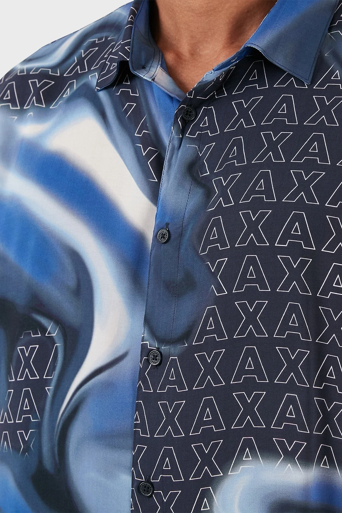 Armani Exchange Logo Baskılı Desenli Erkek Gömlek 6RZC10 ZNRNZ 25EA LACİVERT - 5