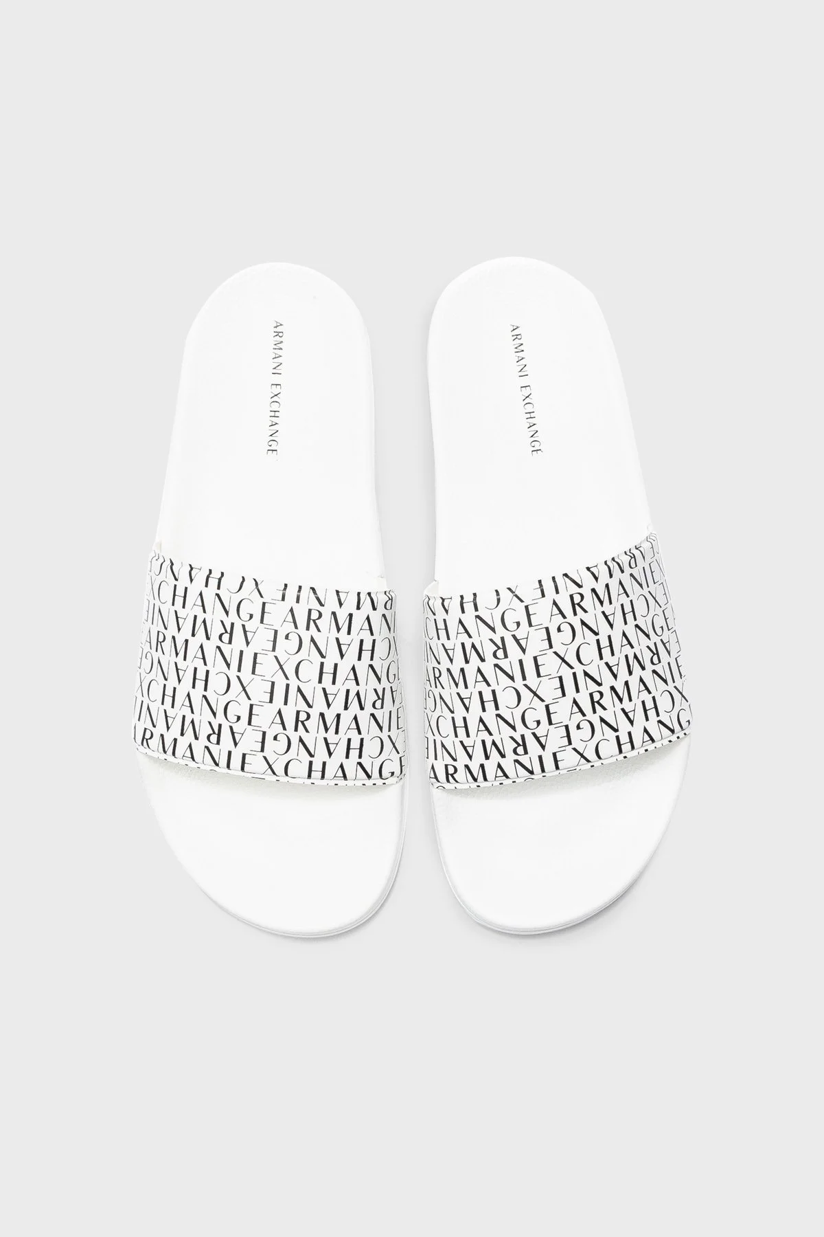Armani Exchange Logo Baskılı Düz Erkek Terlik XUP004 XV679 R326 BEYAZ - 3